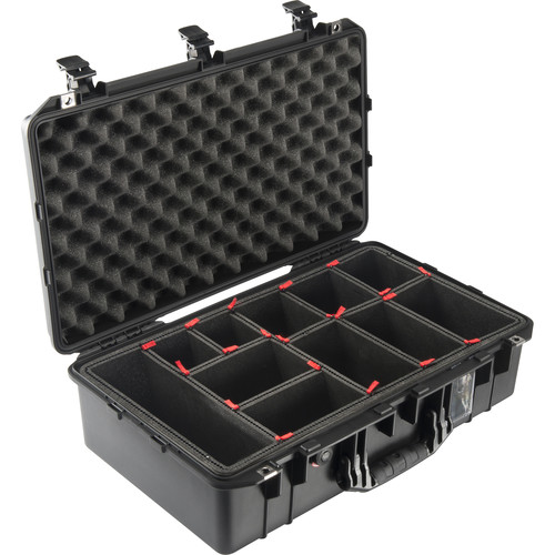 Pelican 1555Air Carry On Waterproof Hard Case with TrekPak Dividers - Black Travel Luggage for Airplane, Photography & Outdoor Adventure Gear Protection