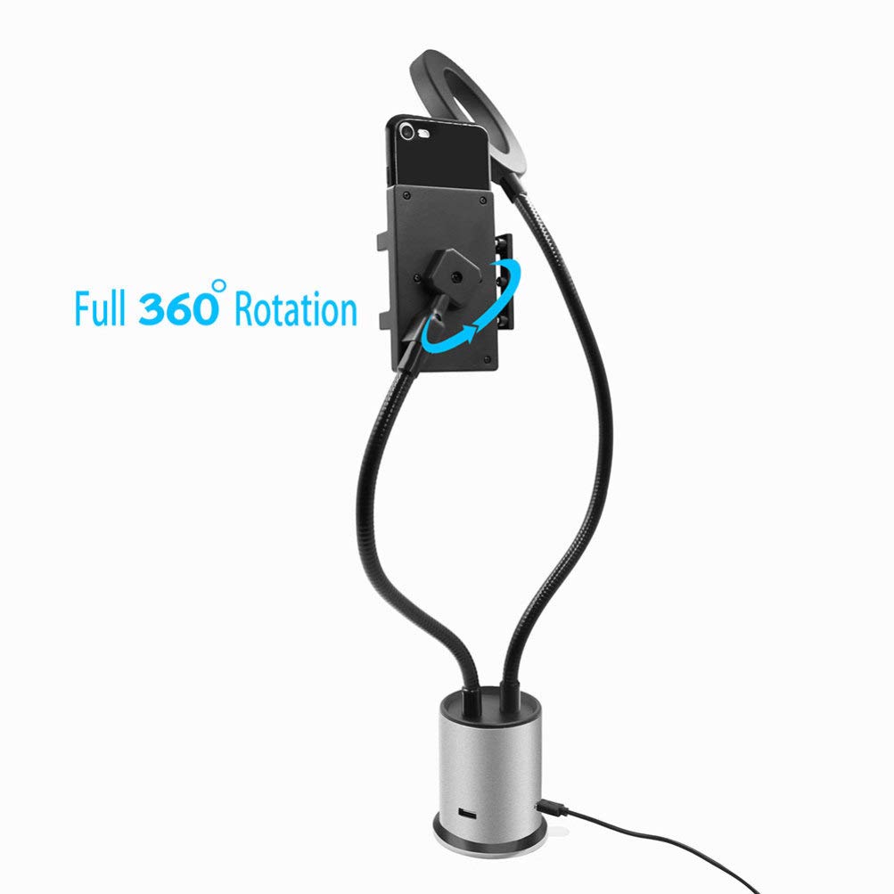 LED Ring Light Phone Holder with Stand - Adjustable Desktop Clip for Live Streaming, Video Calls, Makeup & Selfies - Perfect for YouTube, TikTok & Instagram Content Creation