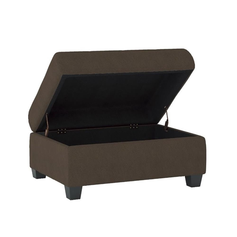 Pemberly Row Upholstered Storage Ottoman - Large Button Tufted Square Footrest Bench with Hidden Storage Space for Blankets - Chocolate Brown - Perfect for Living Room, Bedroom & Home Decor
