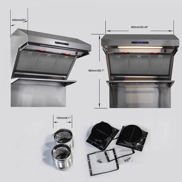 Forno Savona 36-Inch Wall Mount Range Hood with Backsplash - Stainless Steel Kitchen Vent Hood for Stove, FRHWM5029 36HB - Perfect for Modern Home Kitchens & Cooking Spaces