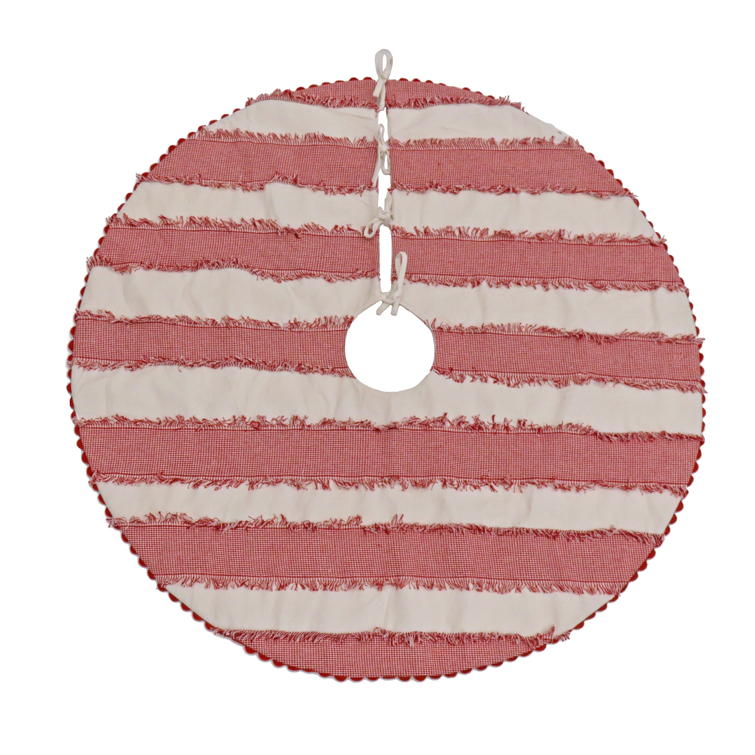 48 Inch HGTV Home Collection Red and White Ric Rac Border Christmas Tree Skirt - Perfect for Holiday Decor and Festive Tree Trimming