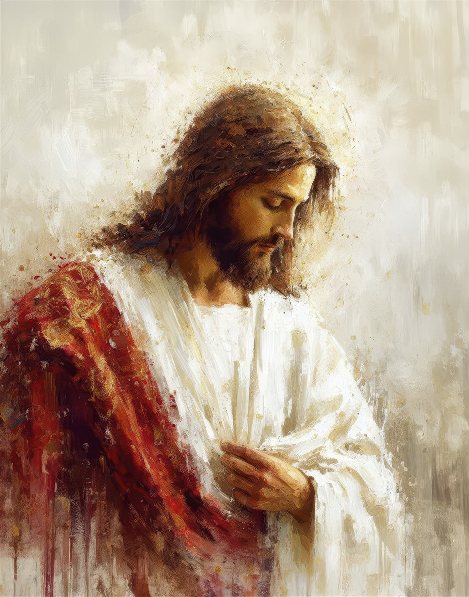 Jesus Christ in Red Robes - Religious Wall Art for Home & Church Decor - Perfect for Prayer Rooms, Sunday Schools & Christian Gifts
