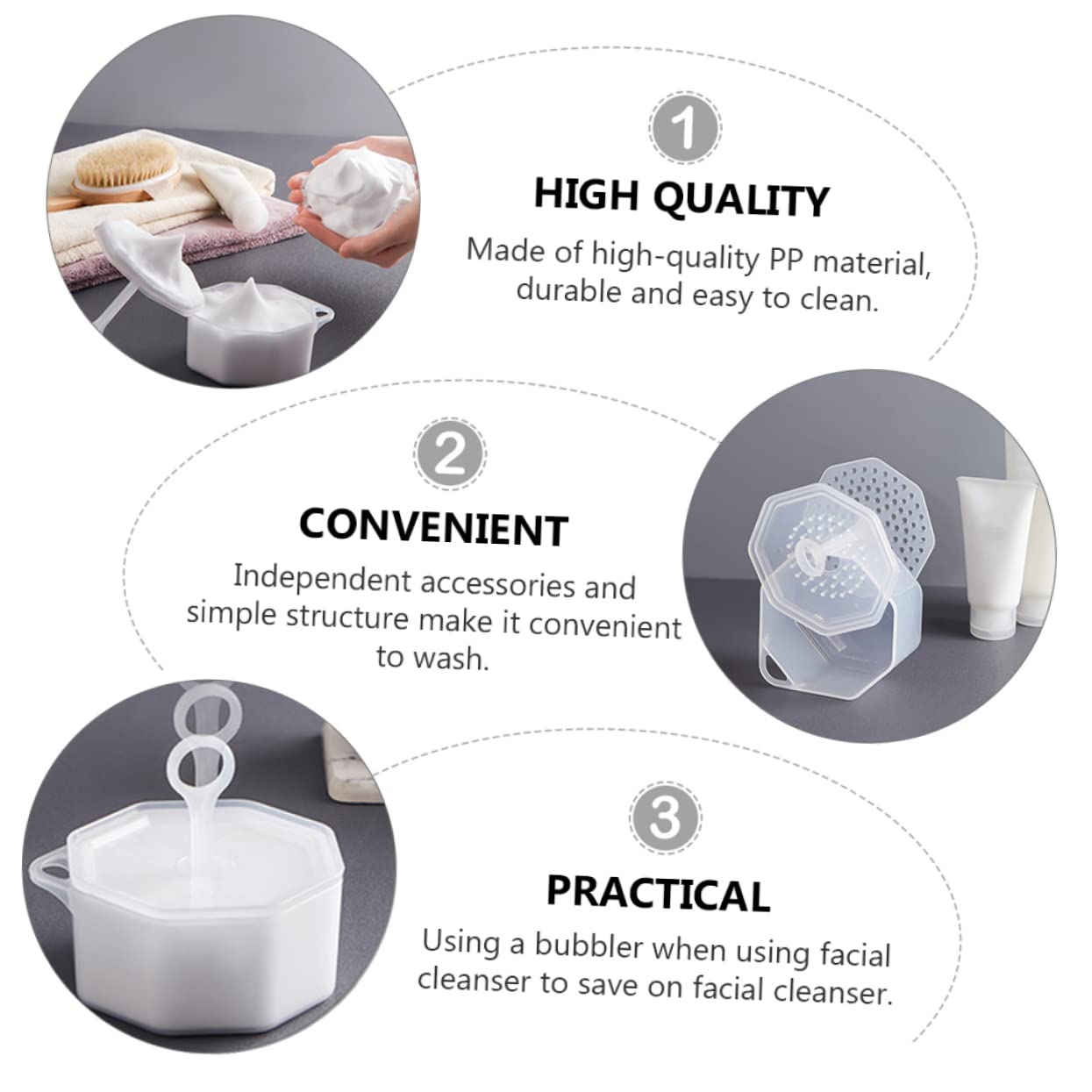 3pcs Transparent Detachable Facial Cleansing Bubbler Cups - Milk Foam Maker for Deep Skin Cleaning - Perfect for Daily Skincare & Spa Routine at Home
