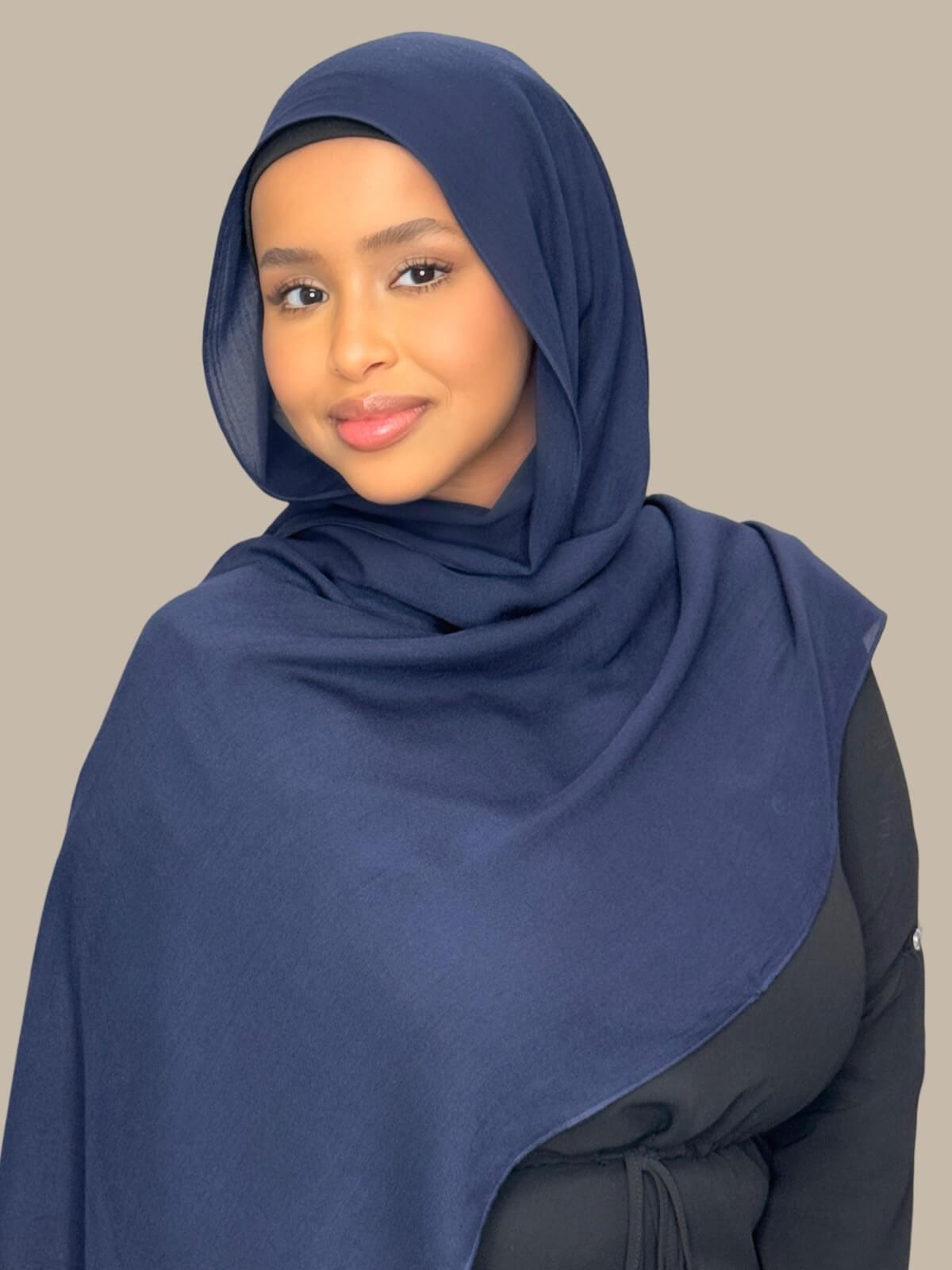 Soft Cotton Modal Hijab Scarf - Breathable & Comfortable for Women - Sea Storm Color - Perfect for Daily Wear, Prayer, and Fashion