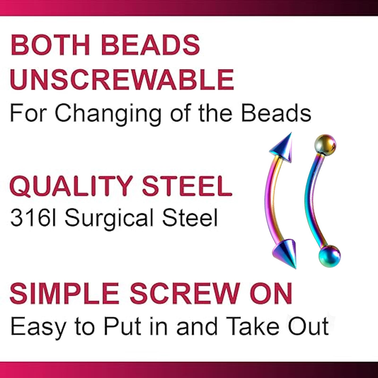16G Surgical Steel Curved Barbell Earrings - Cartilage, Eyebrow, Lip Rings with Balls for Conch, Rook, Labret Piercings | Perfect for Everyday Wear, Parties & Alternative Fashion