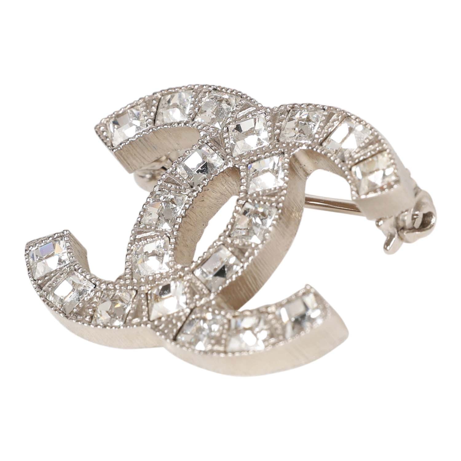 Chanel Crystal CC Brooch - Elegant Gold-Tone Rhinestone Pin for Women | Perfect for Blazers, Coats, Bags & Special Occasions