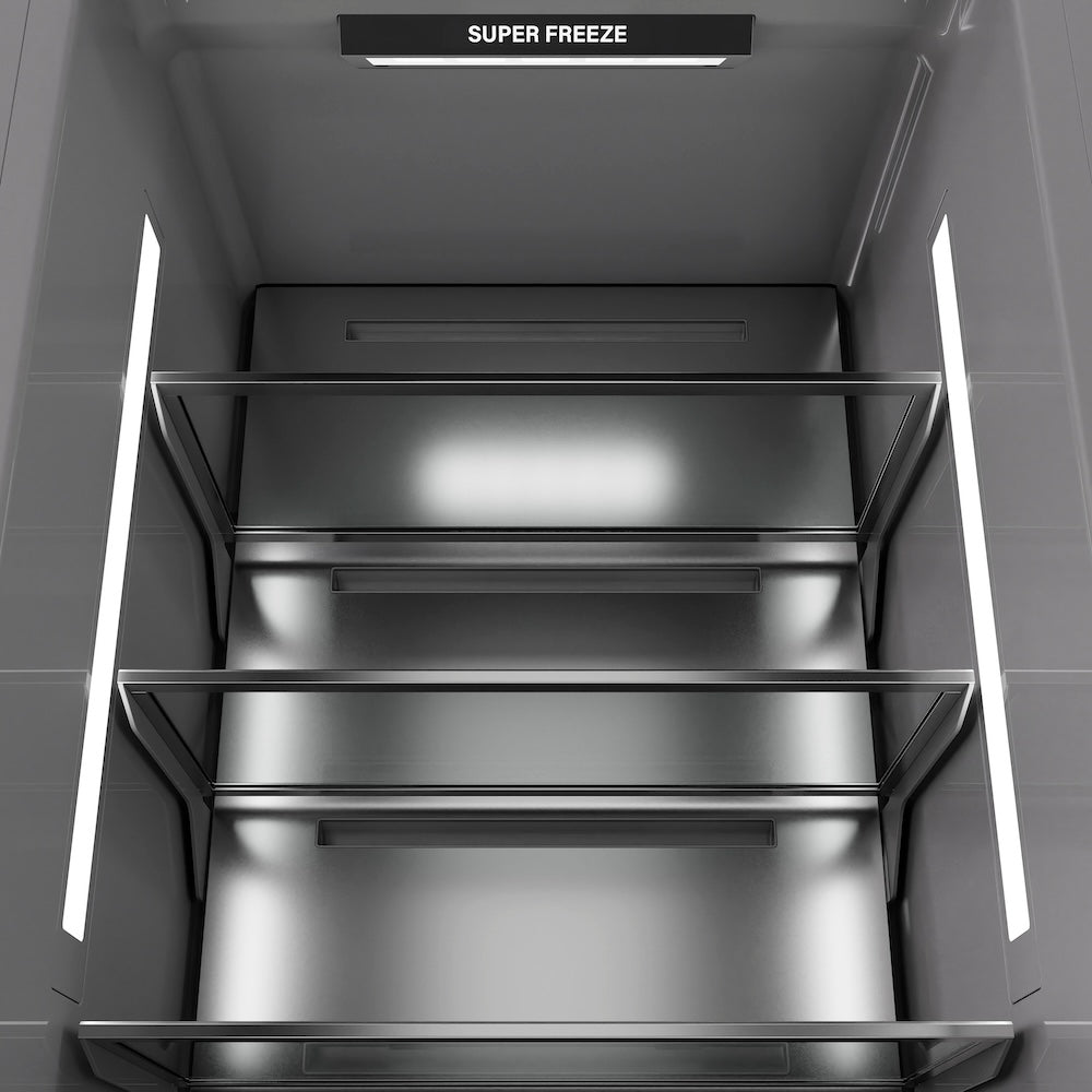 ZLINE Autograph Edition 18 Inch 8.6 Cu Ft Right Hinge Stainless Steel Column Freezer with Graphite Gray Interior & Matte Black Accents (RCFVRZ 30418 MB) - Perfect for Home Bars, Basements, and Commercial Kitchens
