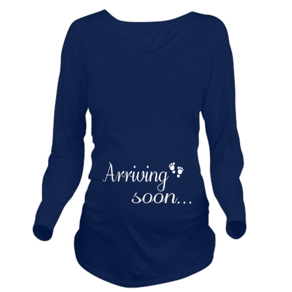 Arriving Soon Maternity Long Sleeve T-Shirt for Pregnancy - Comfortable & Stylish Maternity Wear for Everyday Use, Baby Showers & Announcements