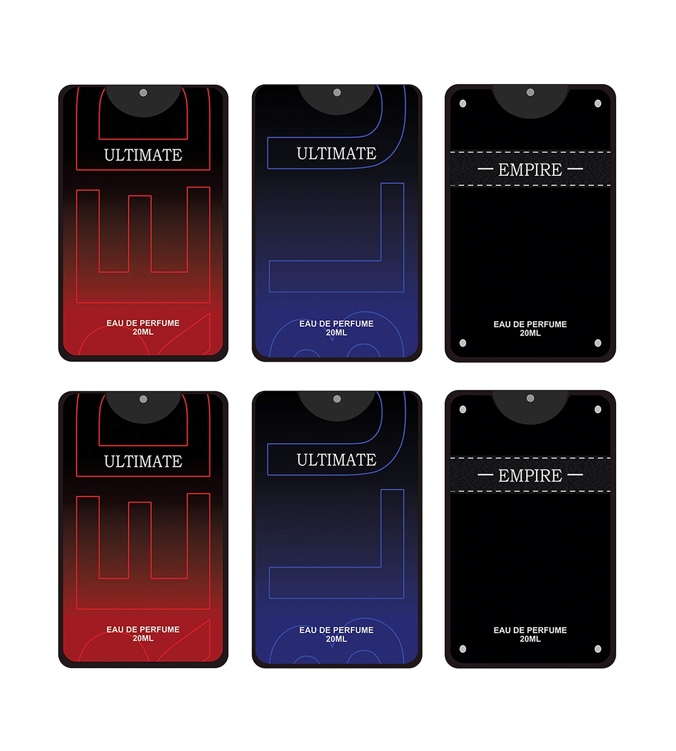 Rankson ULTIMATE RED, ULTIMATE BLUE, EMPIRE BLACK Unisex Travel Perfume Set | 6 x 20ml Pocket-Sized Fragrances | Premium Indian-Made Cologne | Perfect for Gifts, Daily Use & On-the-Go Freshness
