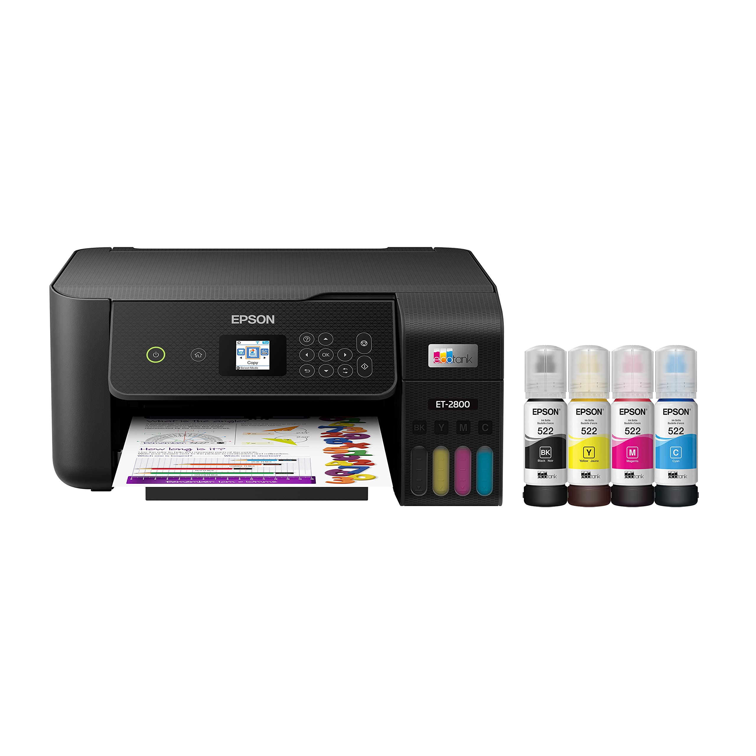 Epson EcoTank ET-2800 Wireless Color All-in-One Printer with Scan, Copy & Fax - Cartridge-Free Supertank System for Home & Small Office Use - Ideal for Printing, Scanning Documents & Family Photos - Black