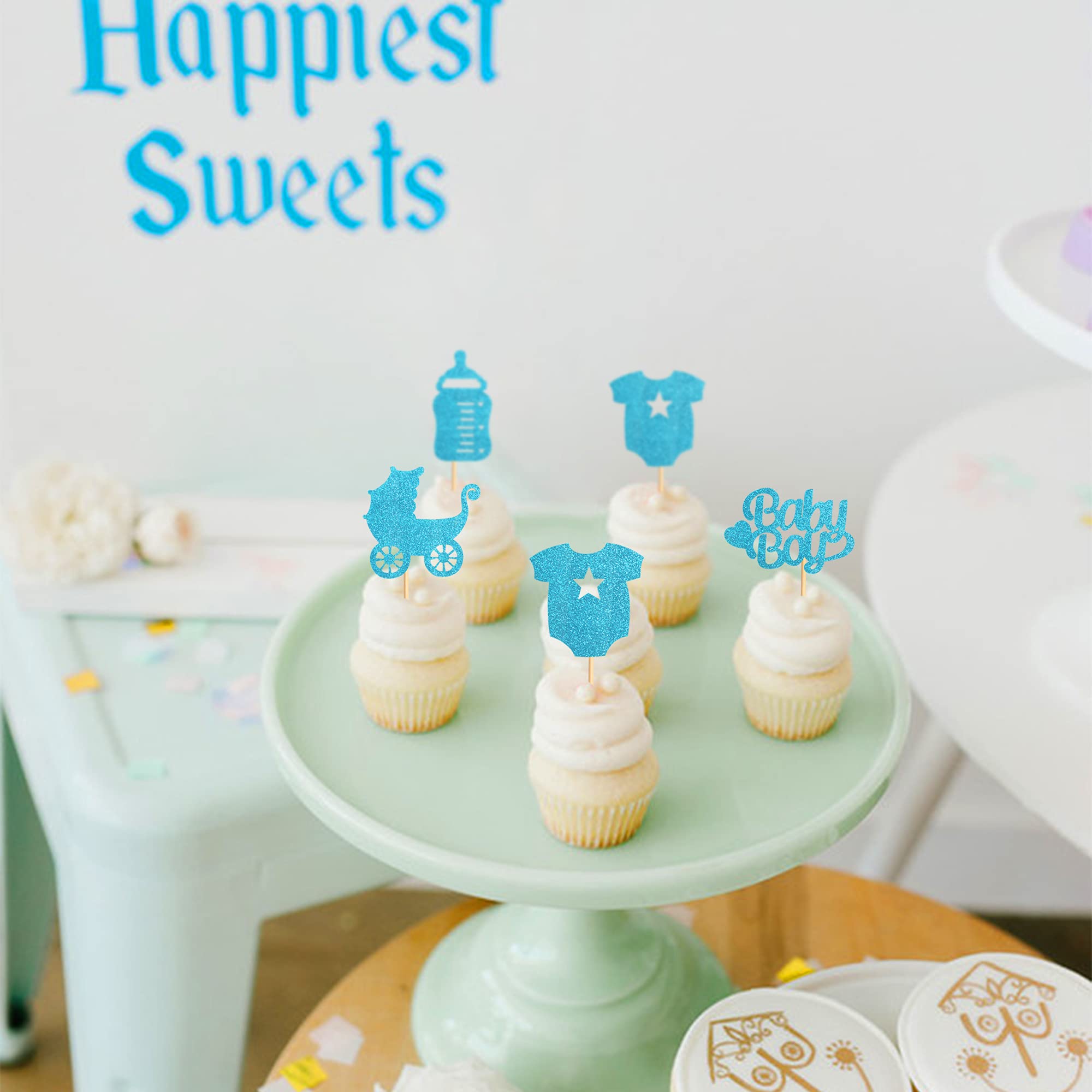 36 Pack Baby Shower Cupcake Toppers for Boys - Adorable Baby Shower Cake Decorations, Birthday Party Cupcake Picks - Perfect for Baby Showers, Gender Reveals & 1st Birthday Celebrations