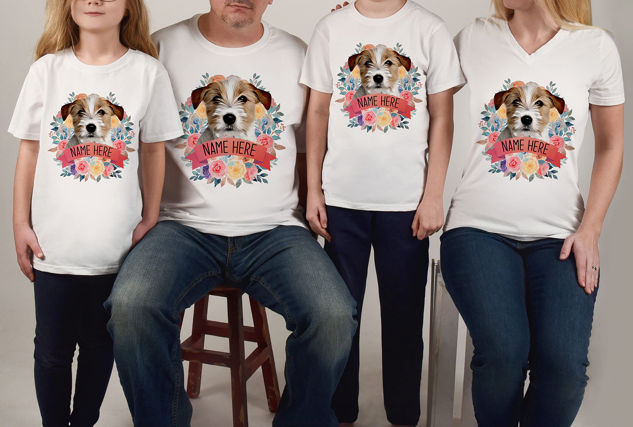 Personalized Jack Russell Terrier T-Shirt | Funny Dog Lover Birthday Gift | Cute Watercolor Flower Design Custom Shirts for Women & Girls | Short Sleeve Letter Print Tee | Perfect for Dog Walks, Pet Owner Parties & Casual Wear