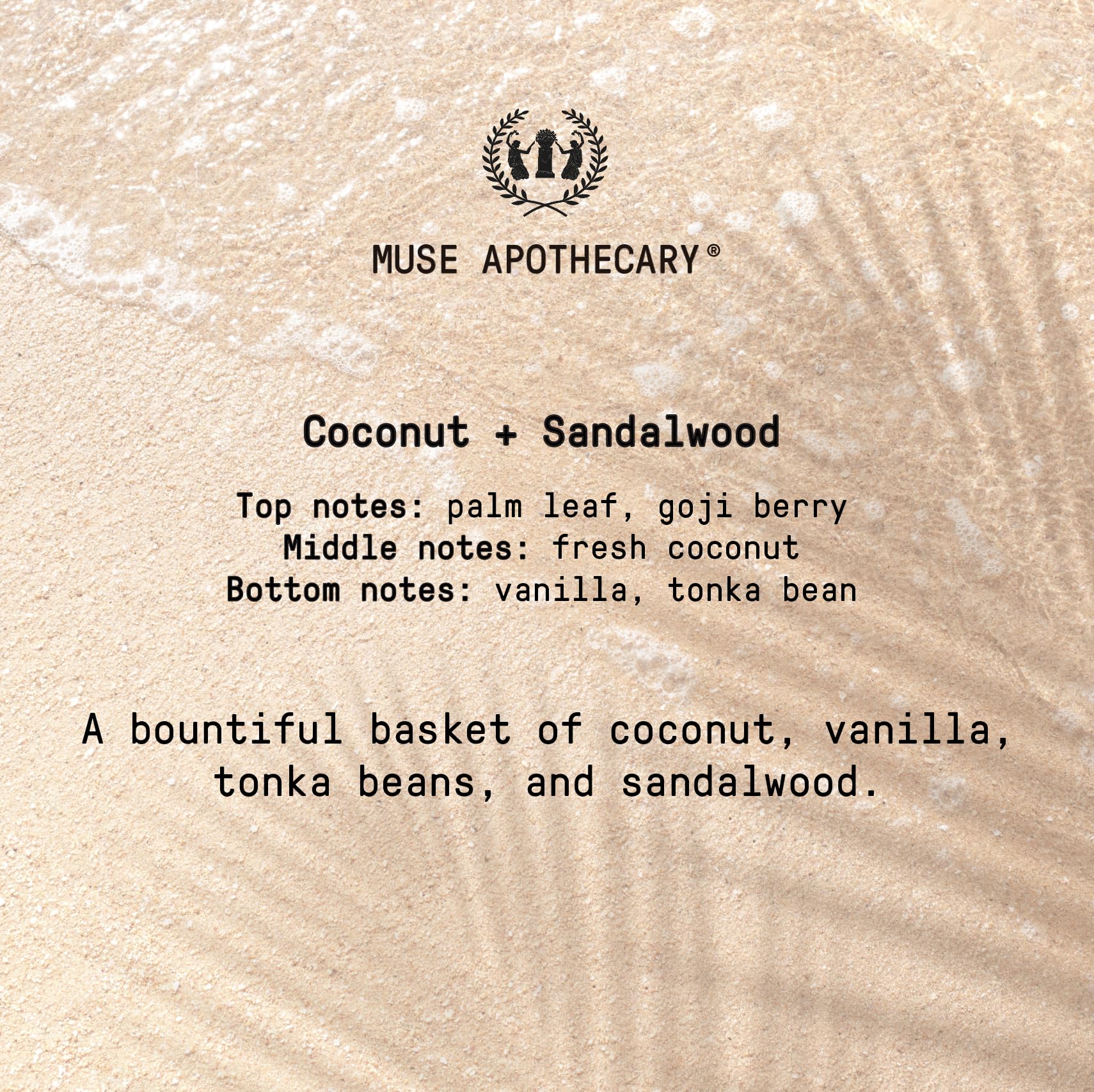 Muse Apothecary Hydrating Coconut Sandalwood Body Wash for Women & Men - Essential Oil Infused Aromatherapy Shower Gel - 32 Ounce - Perfect for Relaxing Bath & Spa Experience
