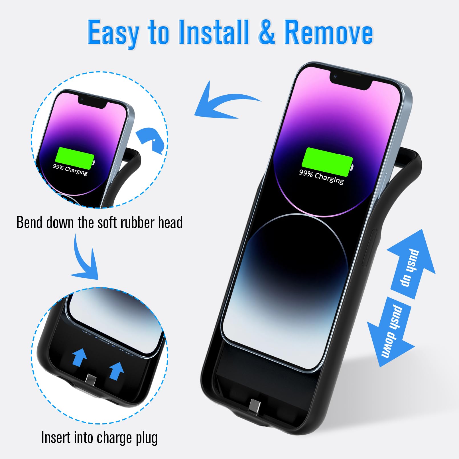 Gladgogo 8500mAh Extended Battery Case for iPhone 14 Pro Max (6.7 inch) - Protective Charging Cover & Portable Power Bank - Perfect for Travel, Work & Outdoor Activities - Black