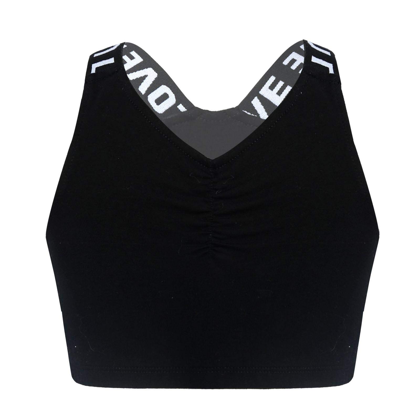 Moily Big Girls Racerback Sports Bra with Removable Pads - 2 Pack Workout Top for Gymnastics, Dance, Yoga & Athletic Activities - Breathable Support for Teens & Tweens