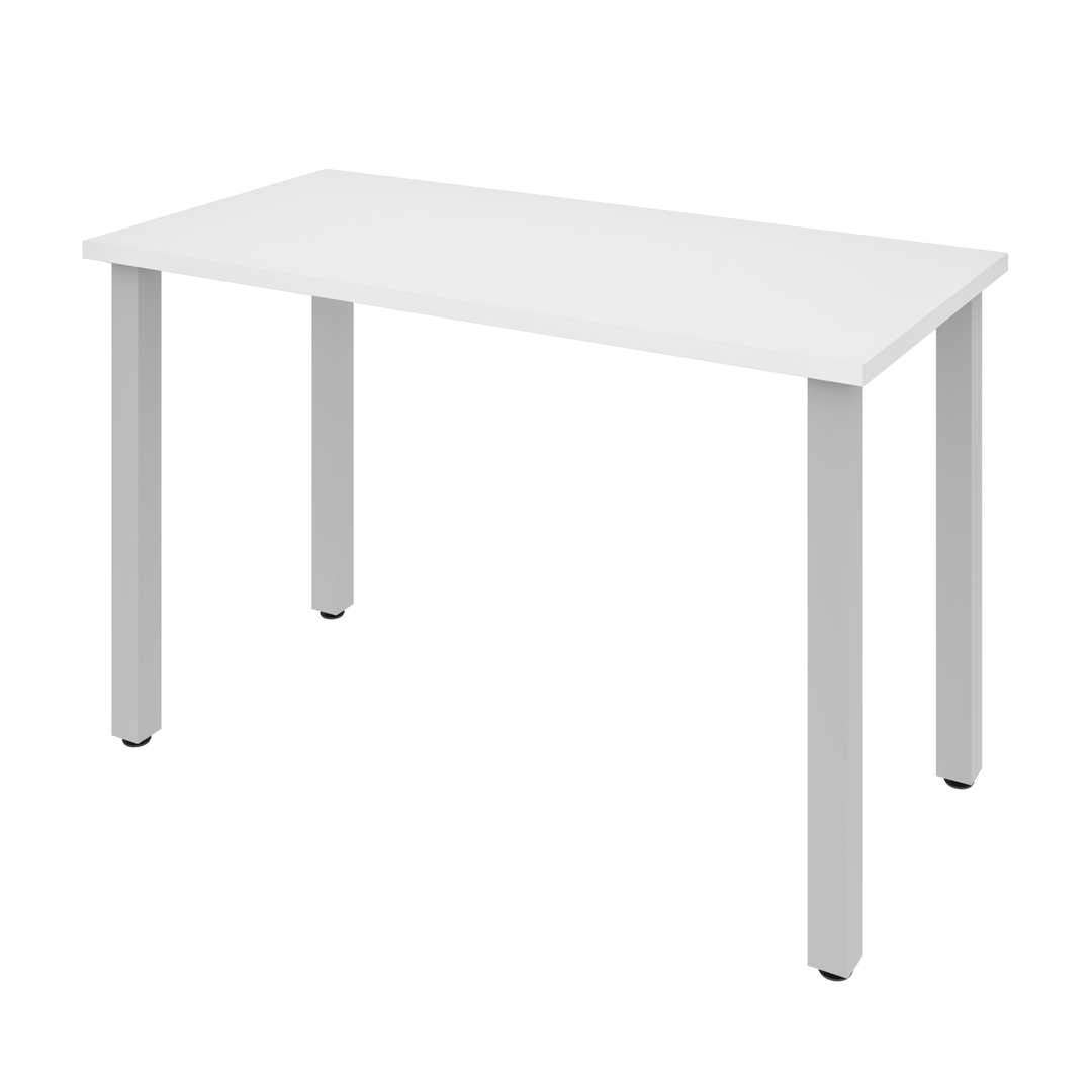 Bestar Universal White Table Desk 24x48 Inches with Square Metal Legs - Perfect for Home Office, Study Room, or Small Workspace