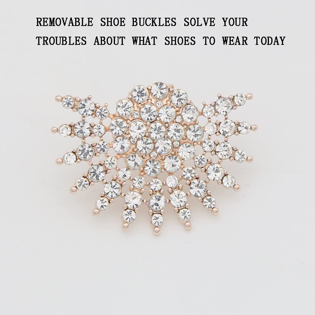 2 Pcs Detachable Rhinestone Shoe Buckles - Metal Shoe Clips Charms for Wedding, High Heels, Pumps & Sandals - Elegant Footwear Accessories for Bridal Parties, Prom & Special Occasions