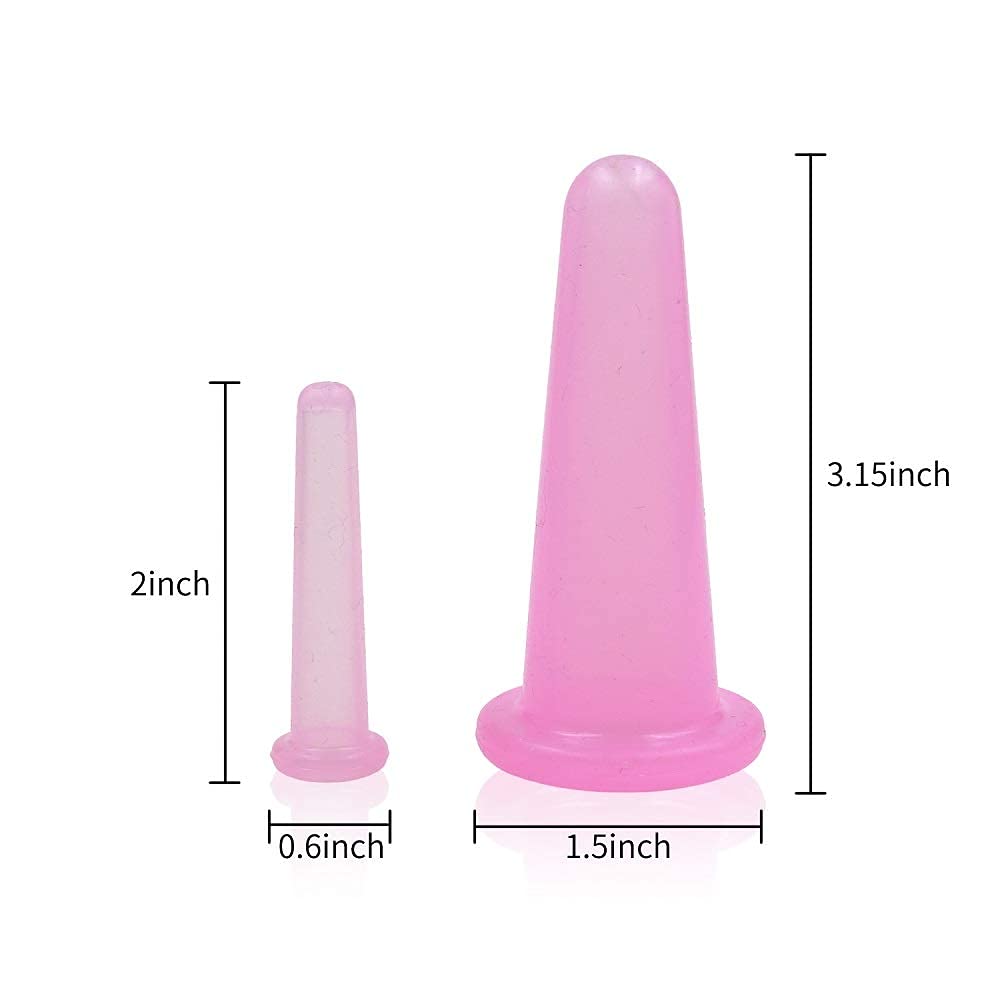 Dr. Pen 4-Piece Silicone Facial Cupping Set - Anti-Aging Massage Cups for Face, Neck, Back & Body Care - Includes 2 Small & 2 Large Pink Vacuum Therapy Tools - Perfect for Skincare Routine, Relaxation & Wrinkle Reduction