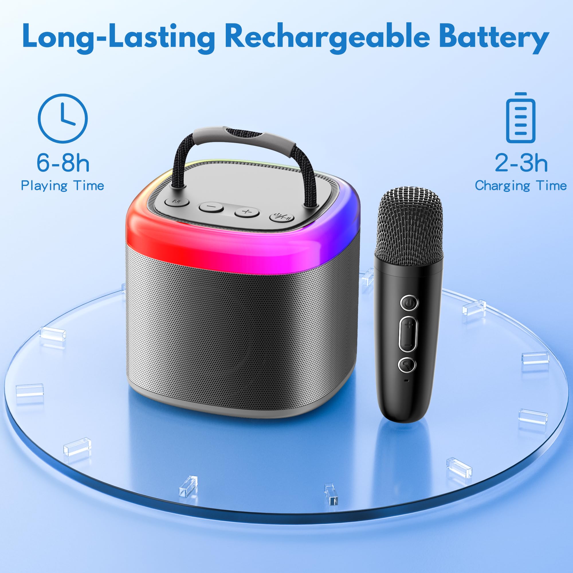 JYX Mini Karaoke Machine for Kids & Adults - Portable Bluetooth Speaker with Party Lights, Wireless Microphone - Perfect for Home Parties, Birthday Gifts & Family Gatherings | Great for Indoor Entertainment, Singing Practice & Holiday Celebrations