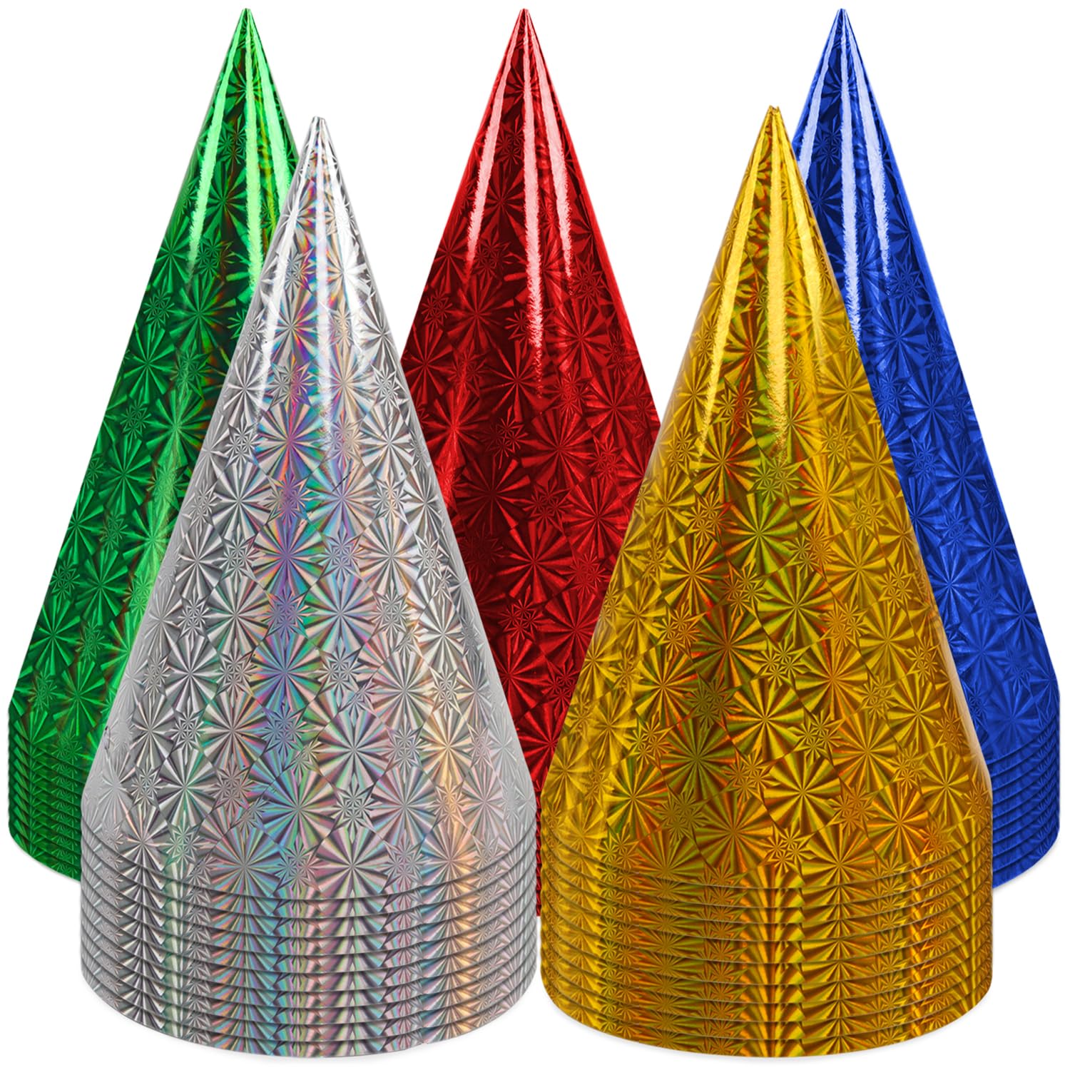 50 Pack Rainbow Birthday Party Hats - Colorful Cone Hats for Kids & Adults - Perfect for Birthday Celebrations, Festivals, and Themed Parties - Bulk Party Supplies for Fun Events