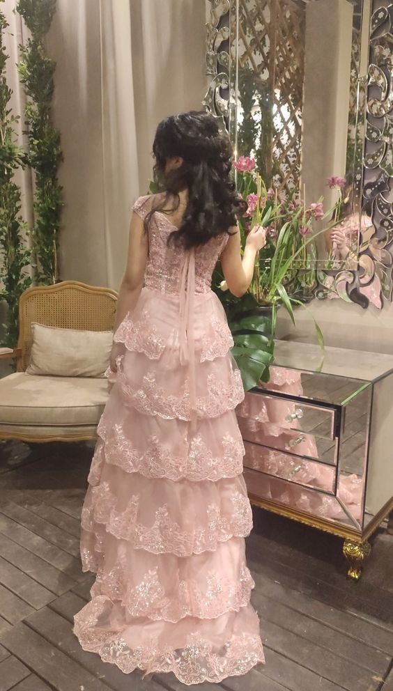Elegant A-Line Off-The-Shoulder Lace Long Prom Dress in Pink - Formal Evening Gown for Homecoming, Wedding & Special Occasions - Style J5067