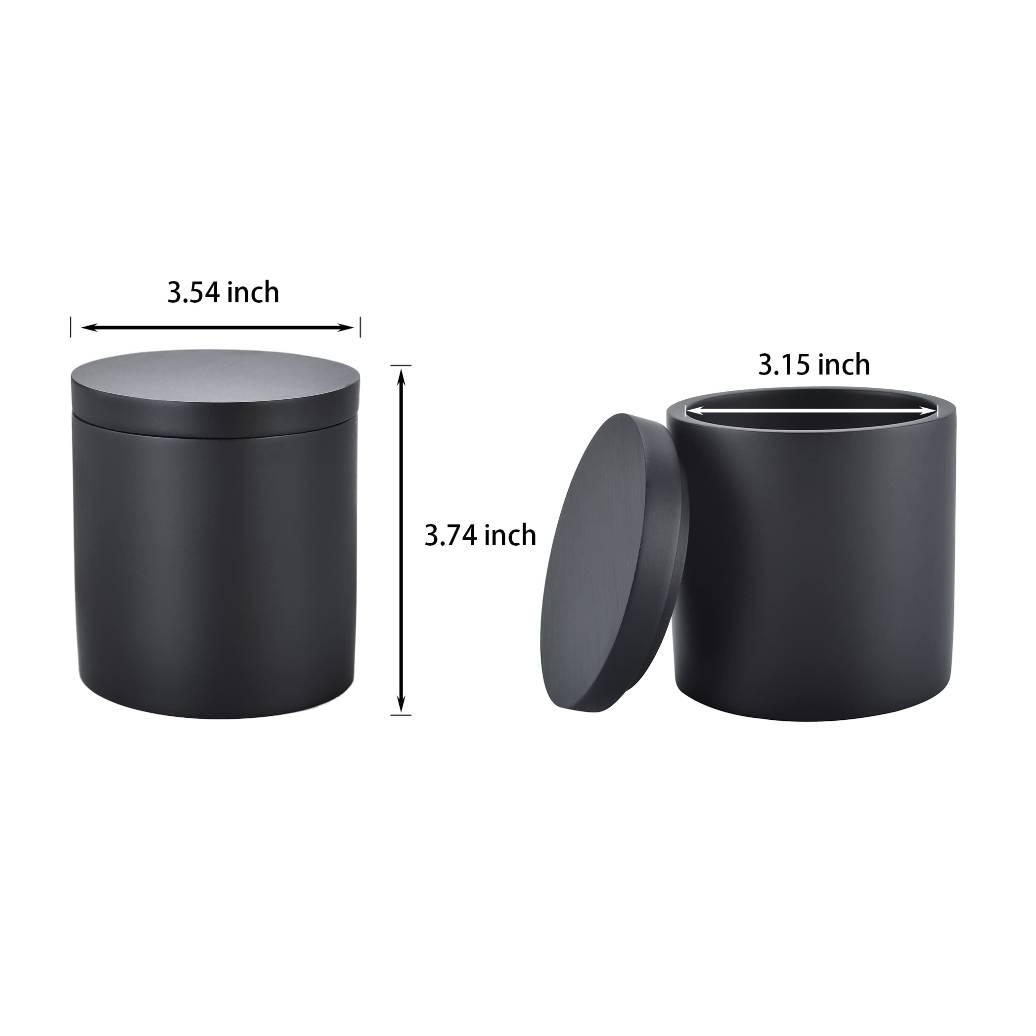 Cotton Swab Holder with Lid - Matte Black Bathroom Organizer for Qtips & Makeup