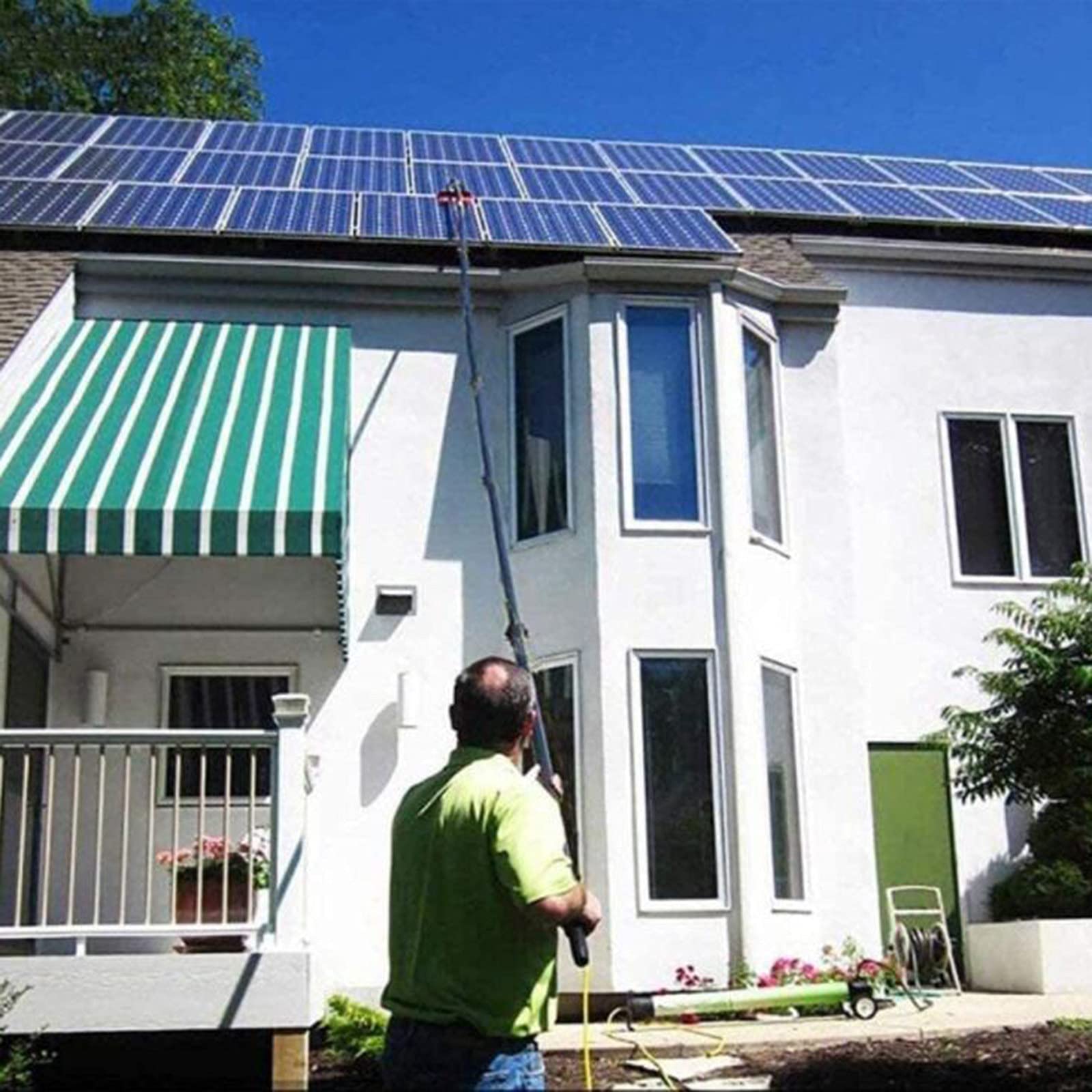 Solar Panel & Window Cleaning Kit - Telescopic Water Fed Brush System with Extendable Pole for High Reach Cleaning | Perfect for Home, Office & Commercial Use