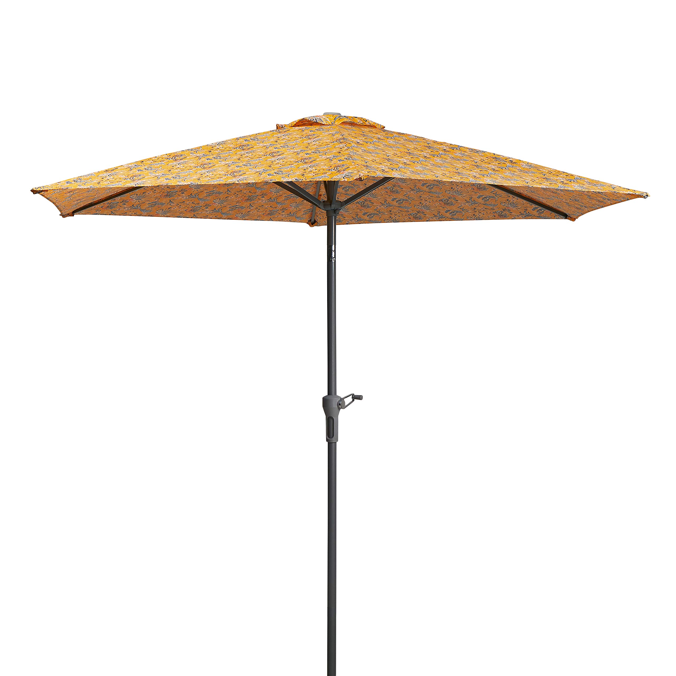 Vera Bradley by Classic Accessories 9 Foot Water-Resistant Market Umbrella - Rainforest Toile Gold Pattern - Perfect for Outdoor Events, Beach Trips & Garden Parties