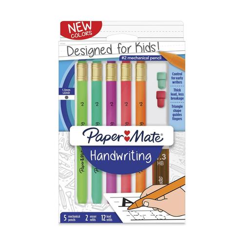 Paper Mate Triangular Mechanical Pencil Set - 1.3mm Lead & Eraser for Comfortable Handwriting | Perfect for School, Office & Sketching