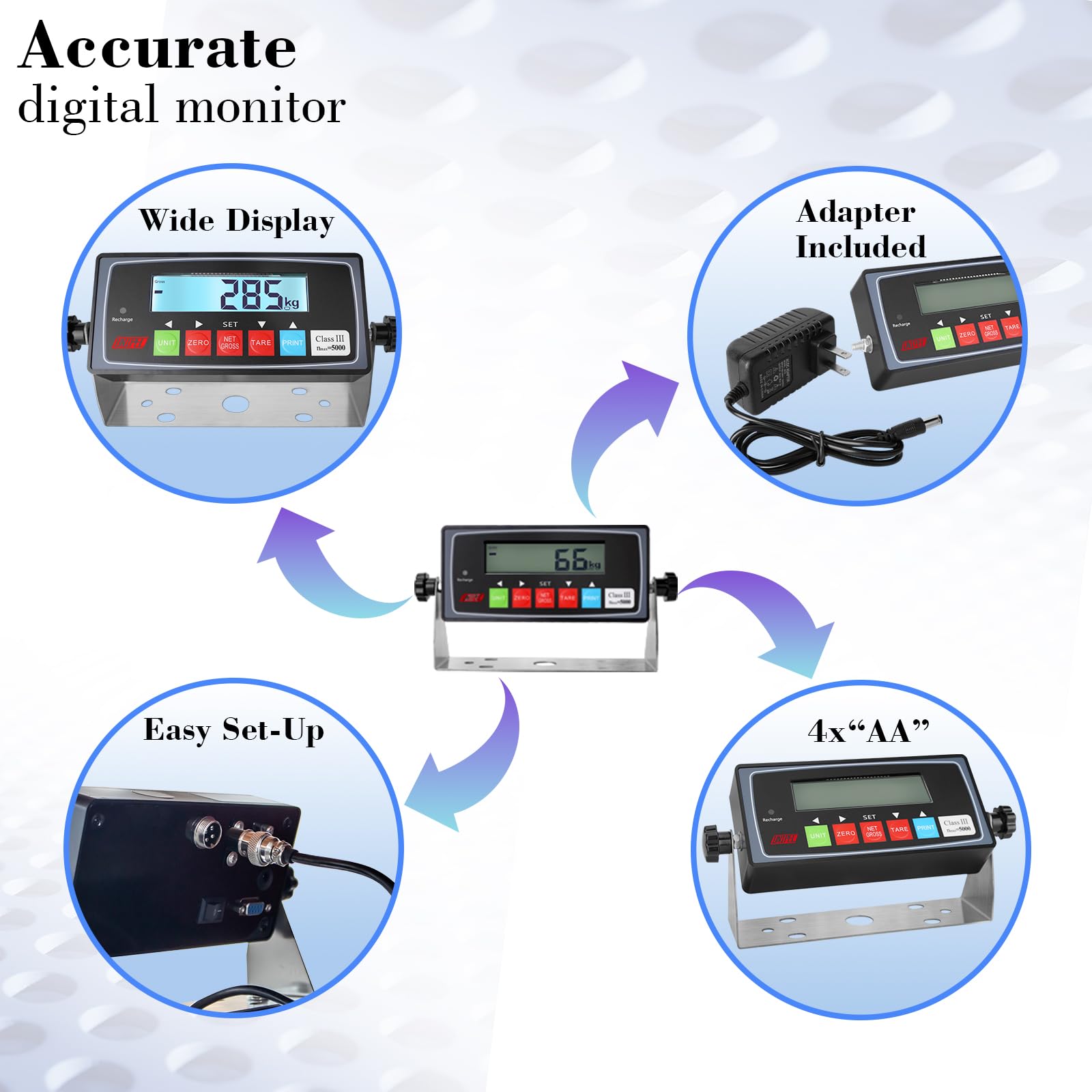 PEC Portable Wheelchair Scale - Digital Medical Scale with Dual Ramps, Side Handles & Wheels for Easy Transport - 35