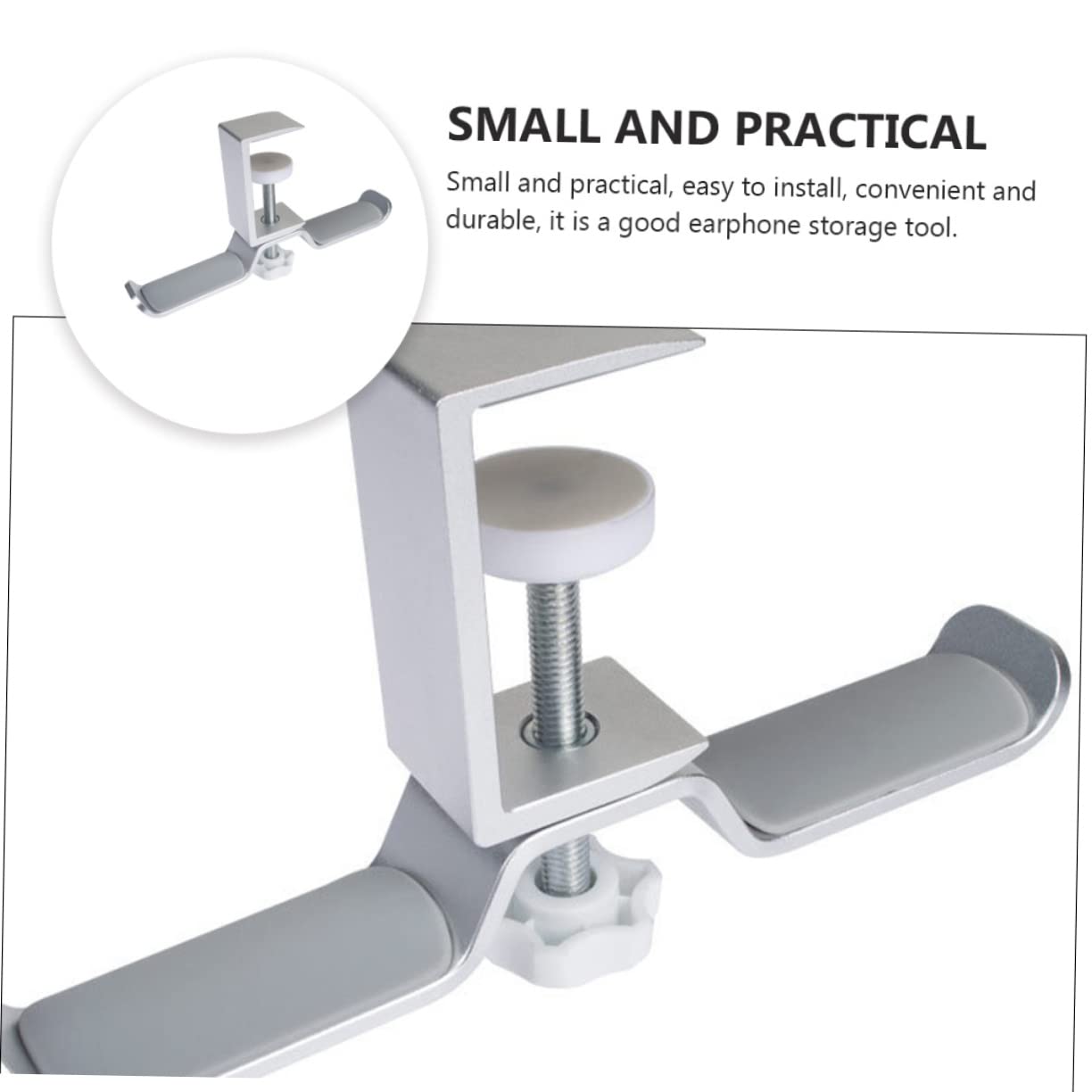 ORFOFE Aluminum Alloy Headphone Stand - Dual Headset Holder with Sturdy Base, Space-Saving Headphone Mount Organizer Rack (Silver) - Perfect for Gaming Setups, Home Office & Studio Use