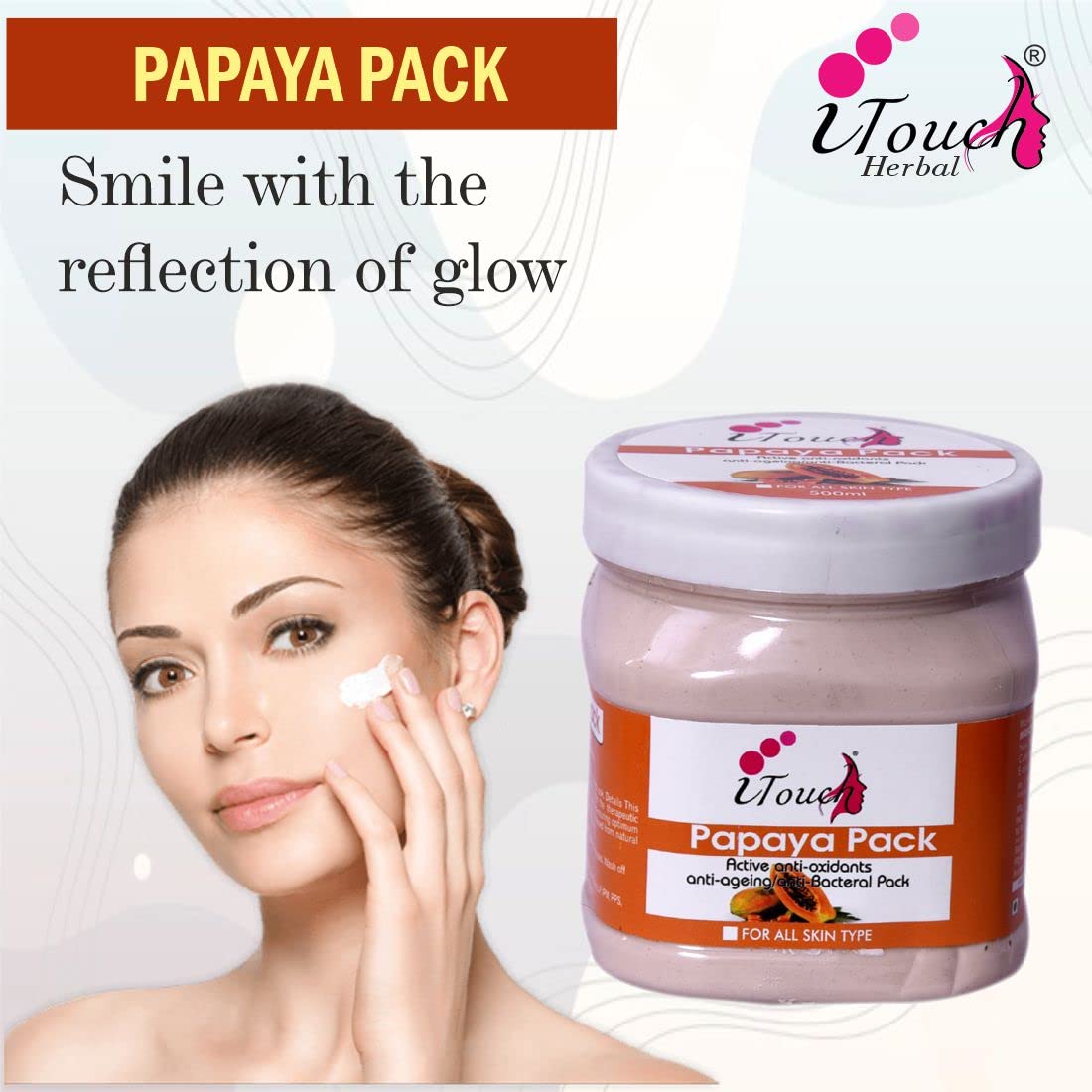 iTouch Herbal Papaya Face Pack (500ml) for Radiant & Glowing Skin - All Skin Types, Paraben & Sulfate Free - Natural Skincare for Daily Use & Spa Treatments