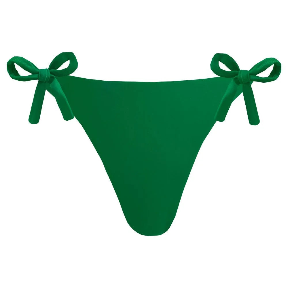 Solid Green Brazilian Tie Side Scrunch Bikini Bottom - Sexy Swimwear for Beach & Pool - Perfect for Summer Vacation, Tropical Getaways & Swim Parties