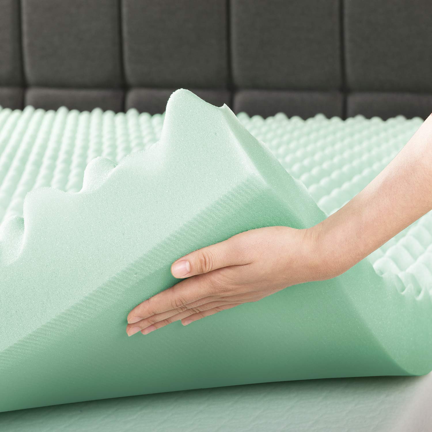 4 Inch Egg Crate Memory Foam Mattress Topper with Aloe Infusion - CertiPUR-US Certified, Cooling Comfort for Short Queen Beds | Perfect for Guest Rooms, Dorms & RV Sleeping