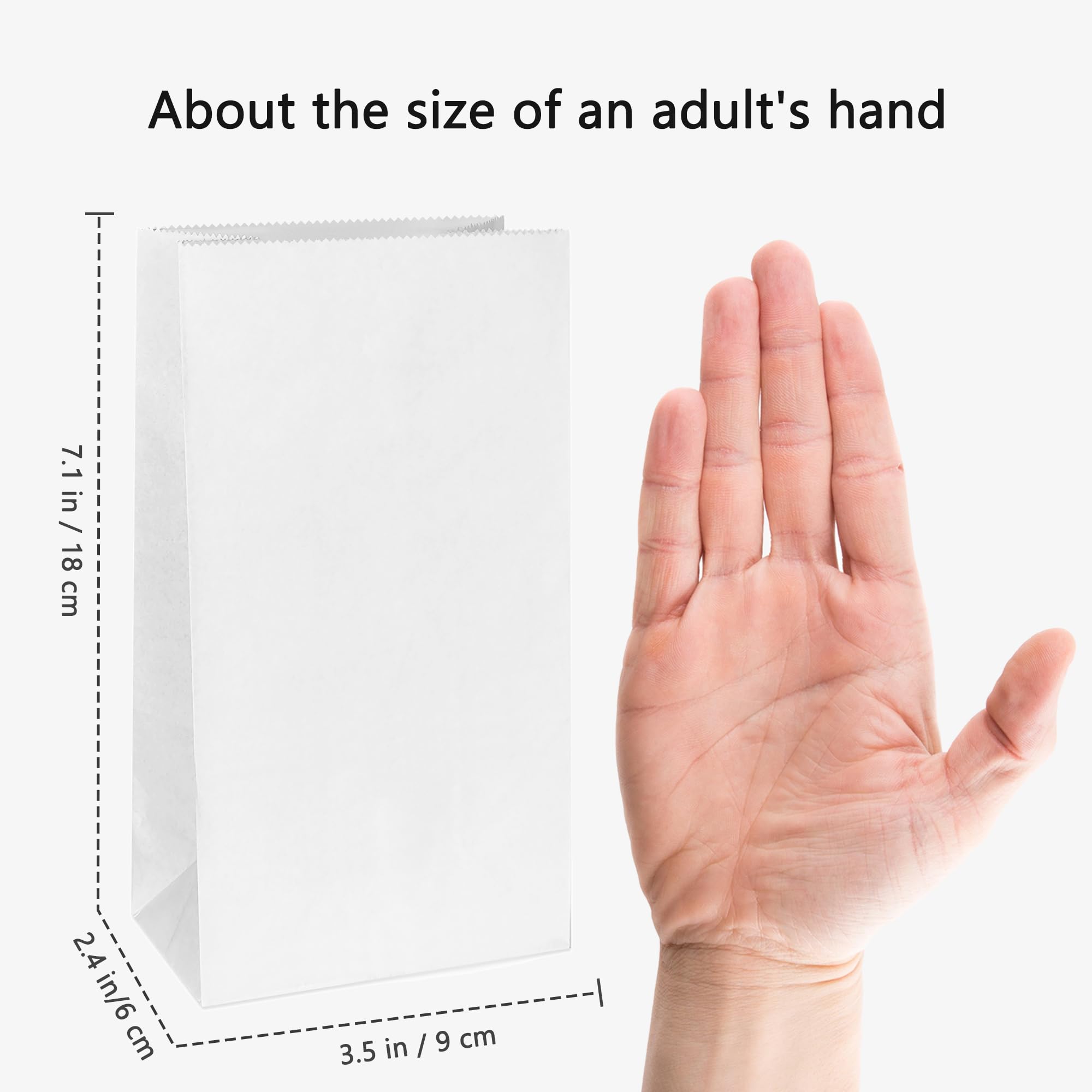 KEYYOOMY 100-Pack White Small Paper Bags - 3.5