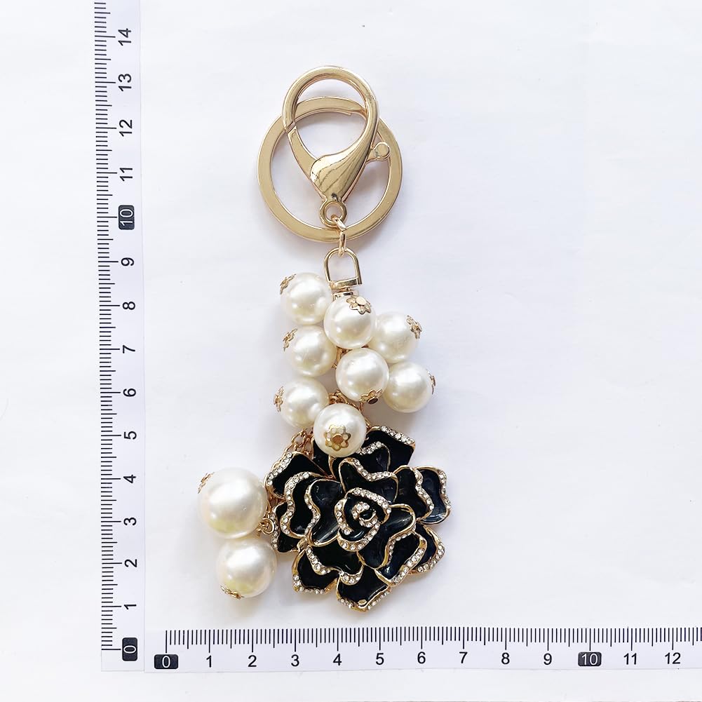 Sparkling Rhinestone Flower Keychain with Tassel - Elegant Leaf Key Ring for Women, Perfect for Wallet, Bag & Purse Charms - Great Gift for Birthdays, Weddings & Everyday Accessories