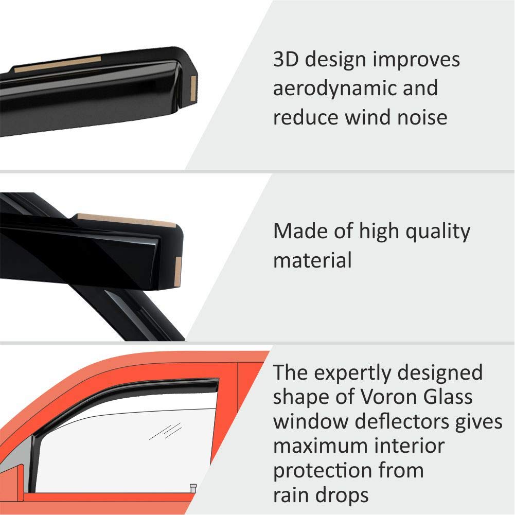 Jeep Wrangler JL (2018-2025) & Gladiator (2020-2025) In-Channel Rain Guards - Heavy Duty Window Deflectors & Vent Visors - 4-Piece Set (220102) - Perfect for Off-Roading, Camping & All-Weather Protection