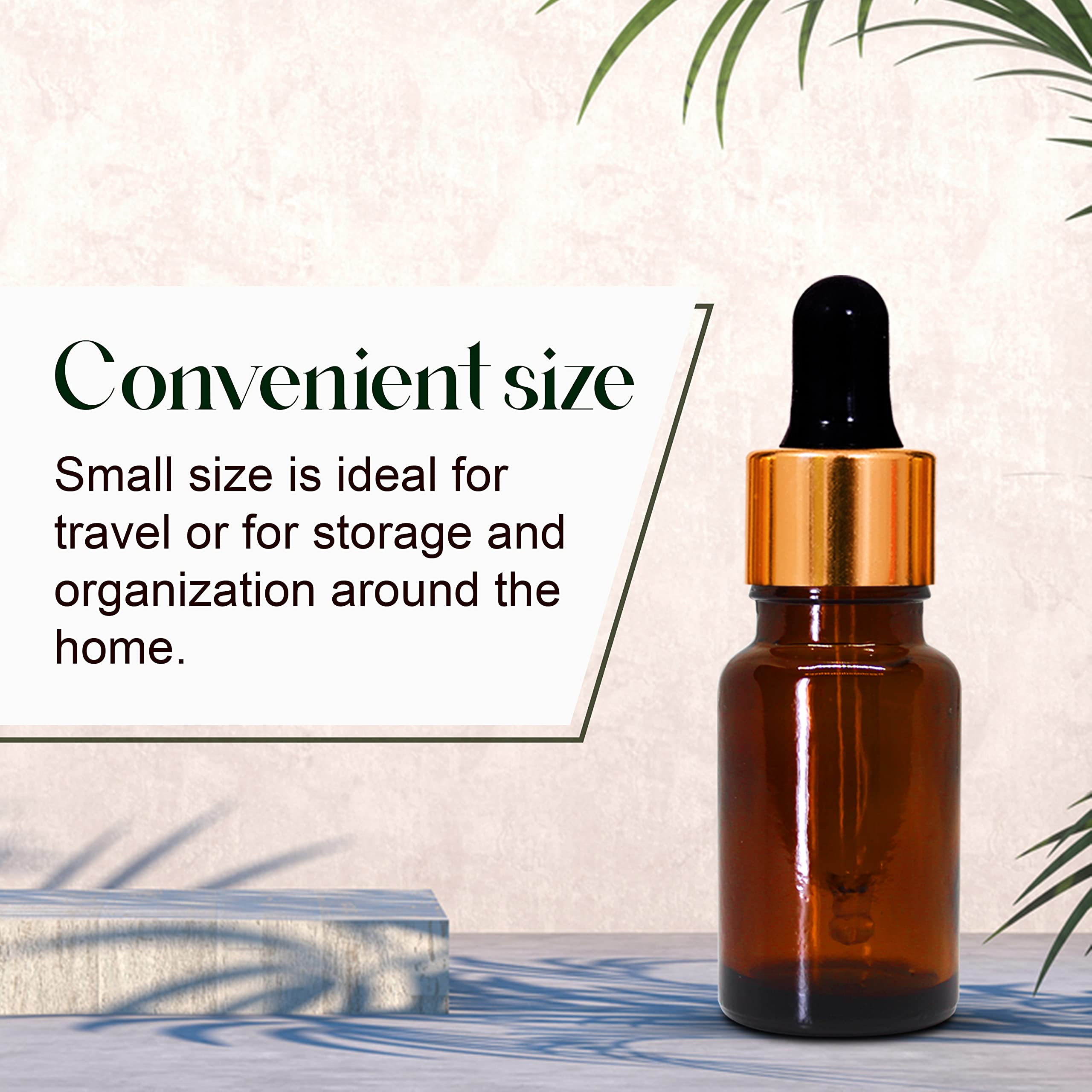 NSB Herbals 10ml Amber Round Empty Glass Bottle with Glass Dropper, Gold Ring & Black Silicone Teat - Leak Proof, Refillable for Essential Oils, DIY Perfumes, Aromatherapy (Pack of 3) - Perfect for Travel, Home Use & Gift Sets