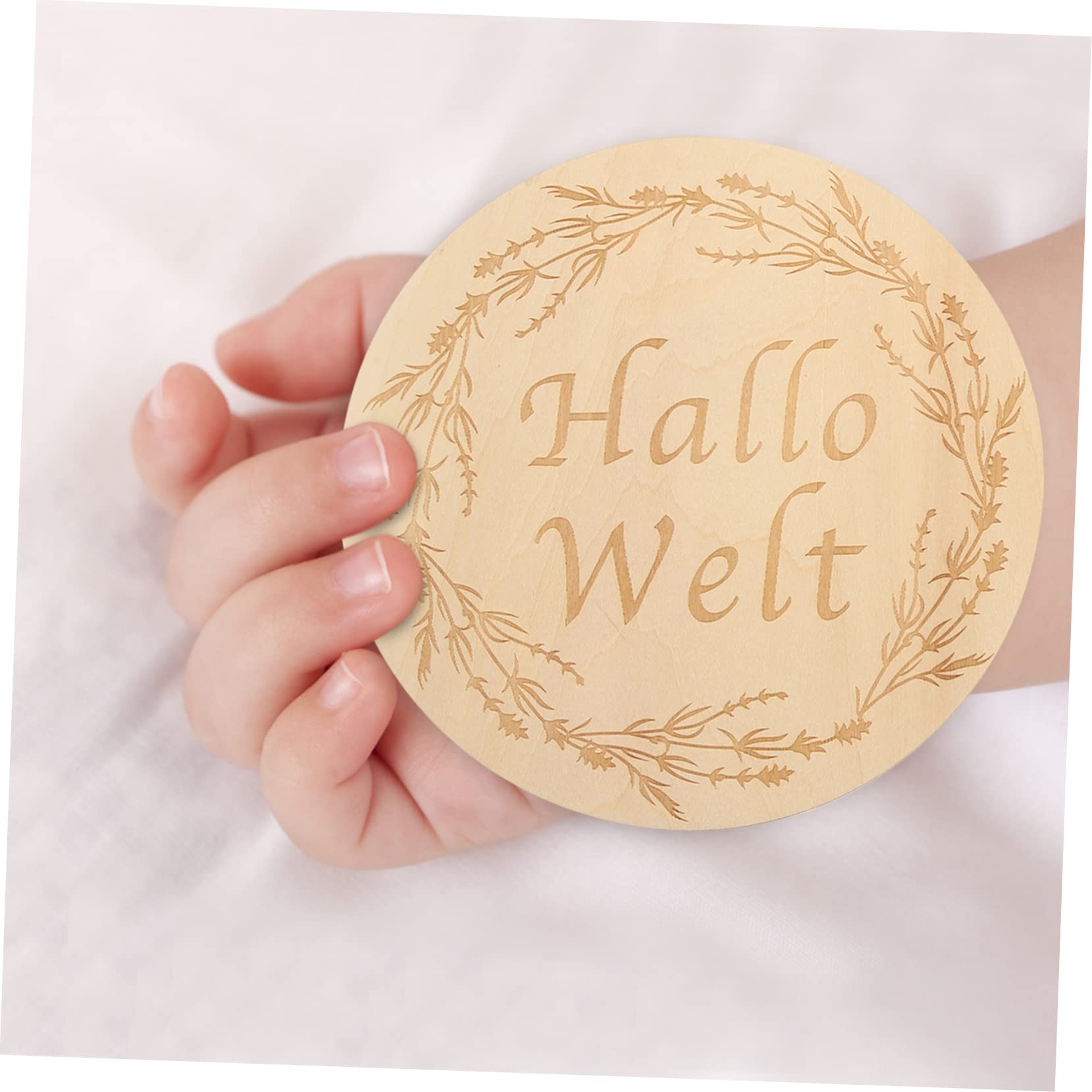 Jojofuny 4 Sets Baby Milestone Cards - Newborn Wooden Disc Monthly Photo Props with Engraved Dates - Personalized Wood Birth Announcement Cards for 1st Year Memories | Perfect for Baby Showers, Monthly Photos & First Birthday Decorations