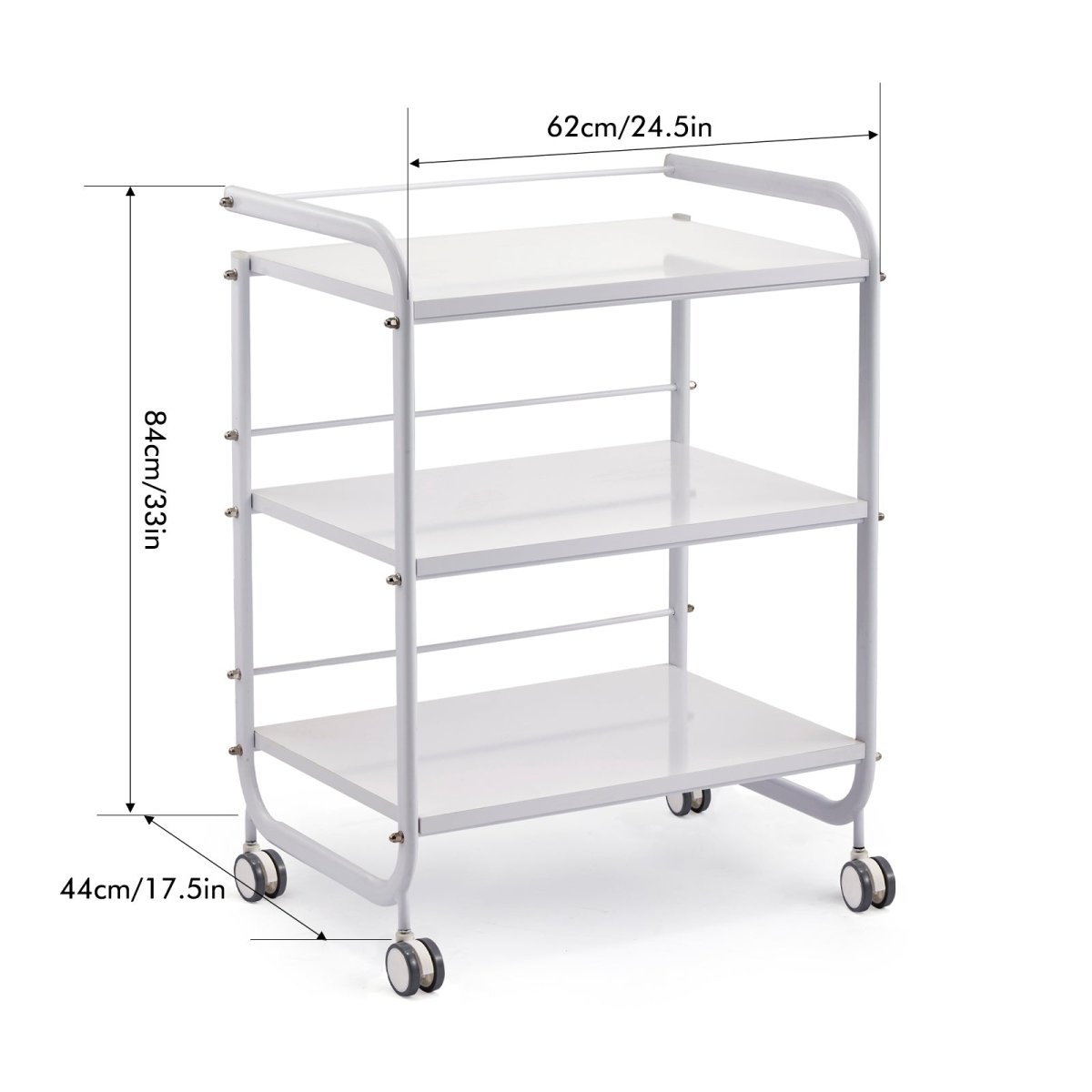 Beauty Metal Frame 3-Tier Rolling Cart ST421 - Organizer for Salon, Bathroom, Kitchen & Office Storage