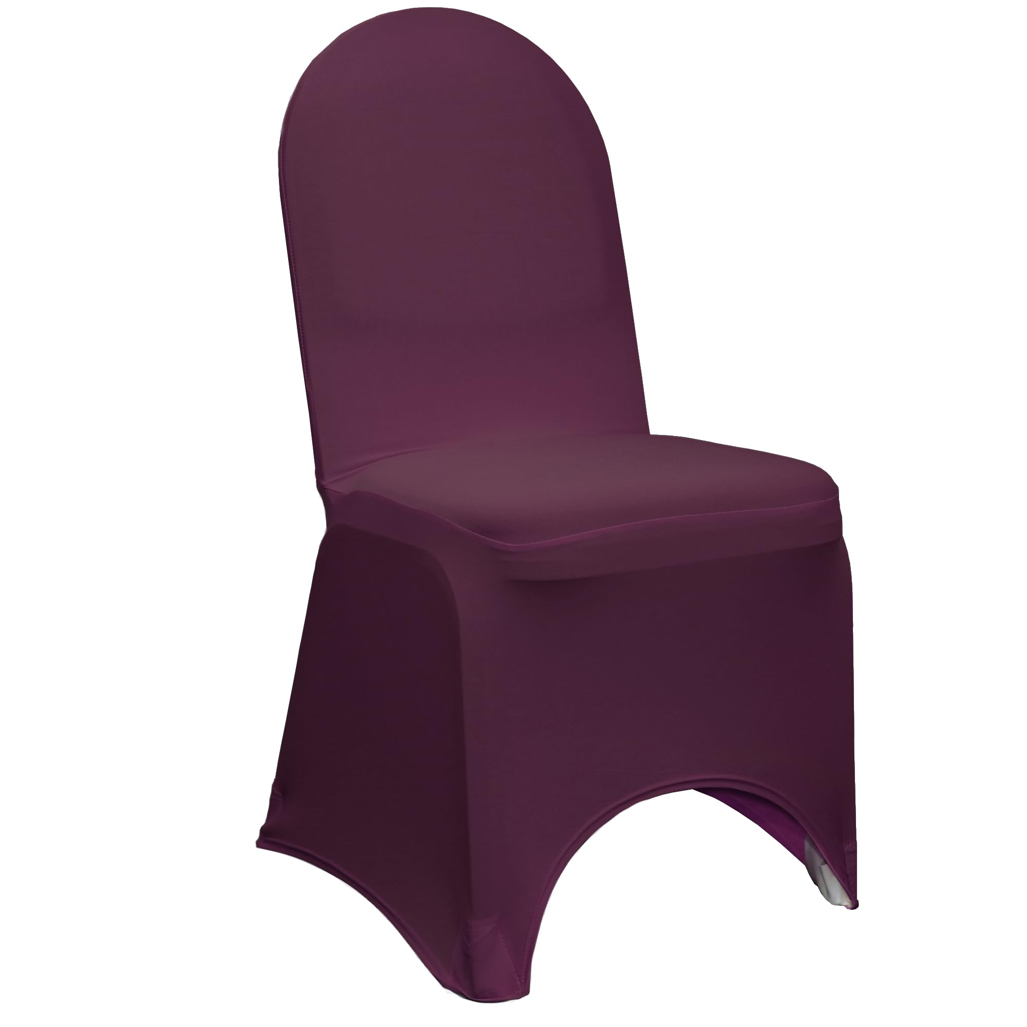100 Pack Stretch Spandex Banquet Chair Covers - Premium Quality Wedding Chair Slipcovers in Eggplant - Perfect for Weddings, Parties, Banquets & Event Decorations
