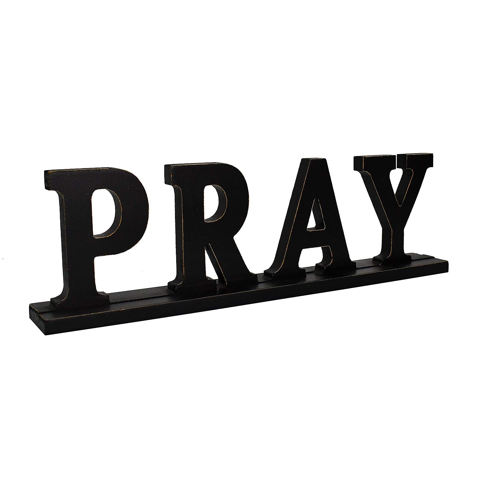 Rustic Wooden Pray Letter Sign - Free Standing Home Decor for Tabletop, Shelf & Wall - Inspirational Christian Gift for Housewarming, Wedding & Church