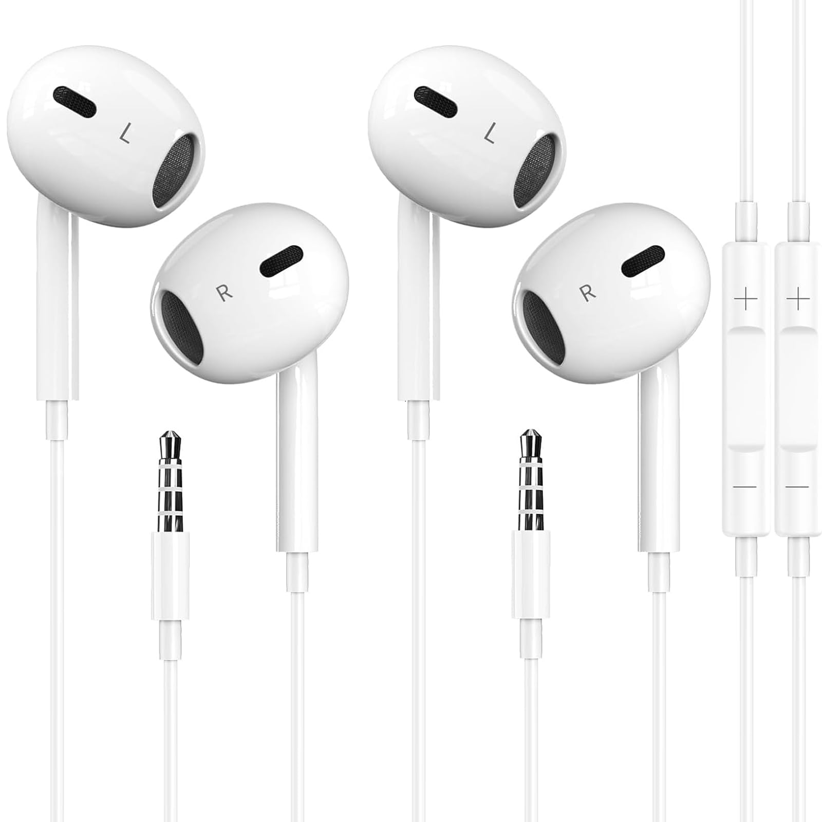2 Pack MFi Certified Wired Earbuds with Mic & Volume Control - 3.5mm Headphones Compatible with iPhone, iPad, iPod, Computer, Android & MP3/4 Devices | Perfect for Gym, Commuting & Office Use