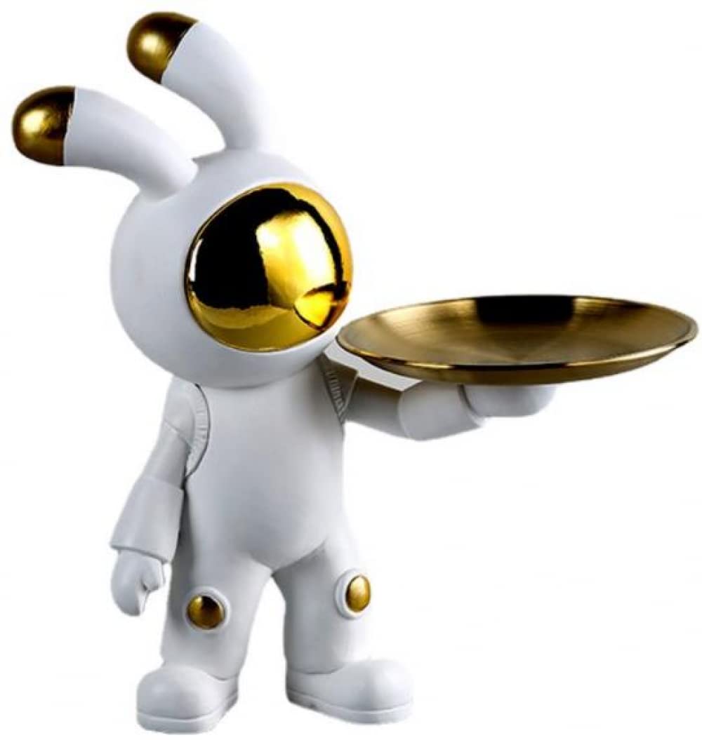 SHUIZONG Space Rabbit Resin Figurine - Elegant Gold Animal Statue for Home Decor, Living Room, Office & Shelf Display - Perfect Gift for Housewarming & Feng Shui