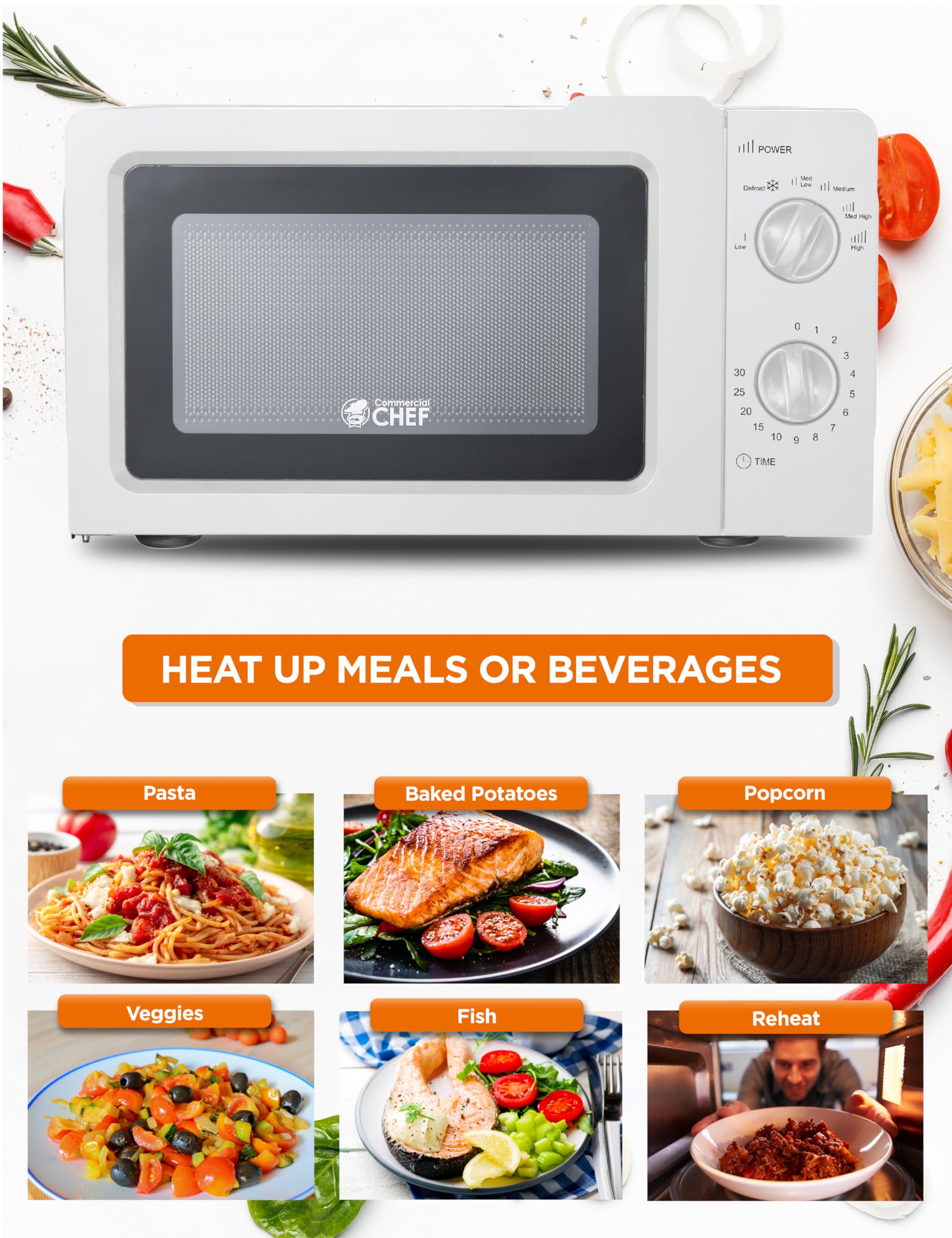 6 Cu. Ft. 600W Countertop Microwave Oven - White - Perfect for Small Kitchens, Dorms & Office Spaces