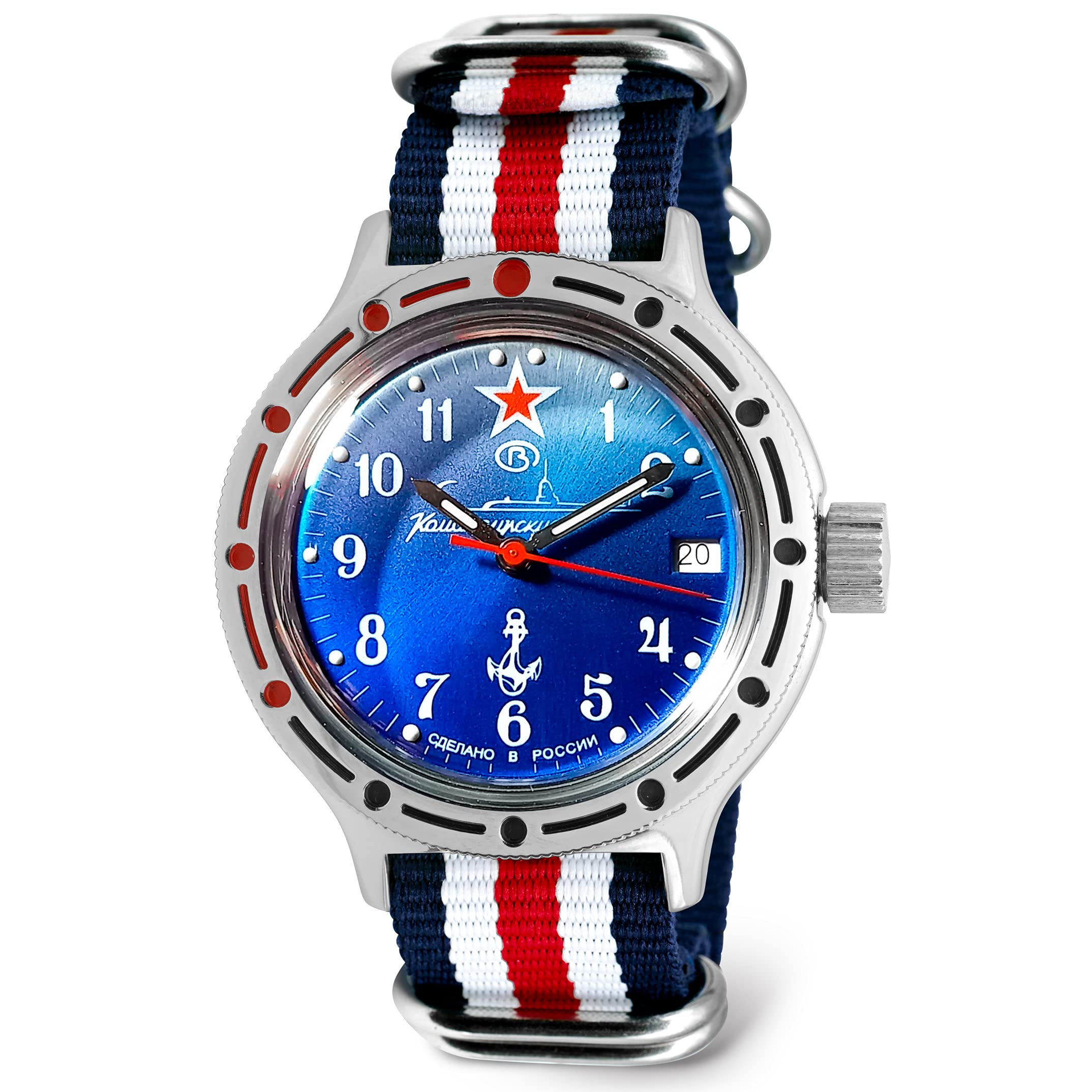 VOSTOK Men's Amphibian Submarine Commander Russian Military Diver Watch - 200m Water Resistant, Model 420289 | Vintage Style Dive Watch for Swimming, Snorkeling & Outdoor Adventures