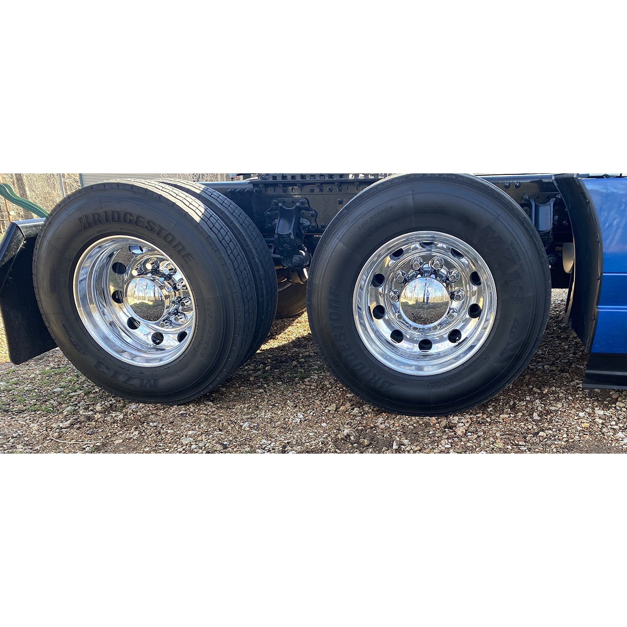 Fortpro 4-Piece Semi Truck Chrome Rear Axle Wheel Cover Kit with 33mm Thread-On Nuts - F245695 | Durable Hub Caps for Heavy Duty Trucks & Trailers - Perfect for Commercial Vehicles & Fleet Maintenance