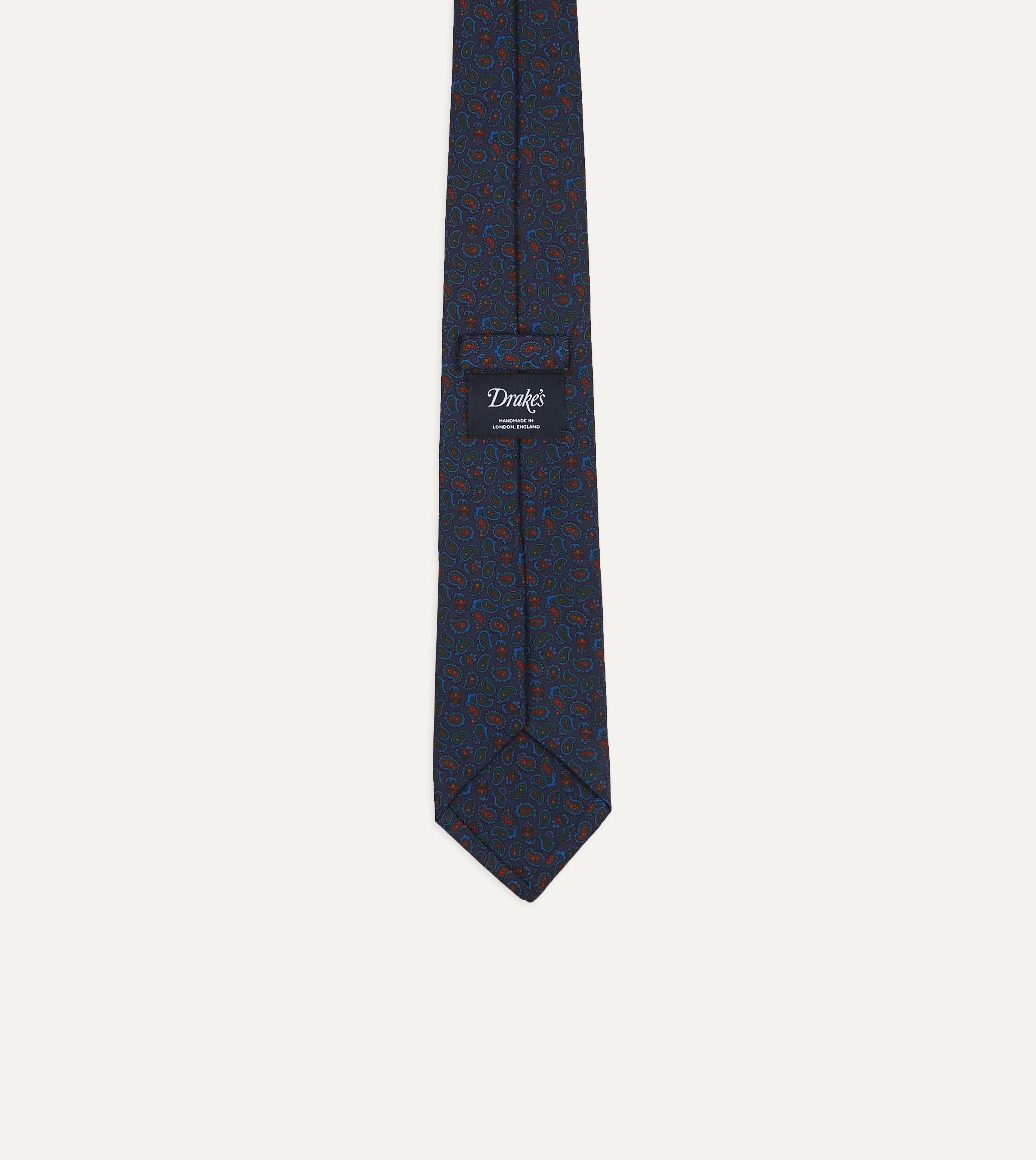 Navy and Red Paisley Print Silk Twill Self-Tipped Necktie - Elegant Formal Tie for Business, Weddings & Special Occasions