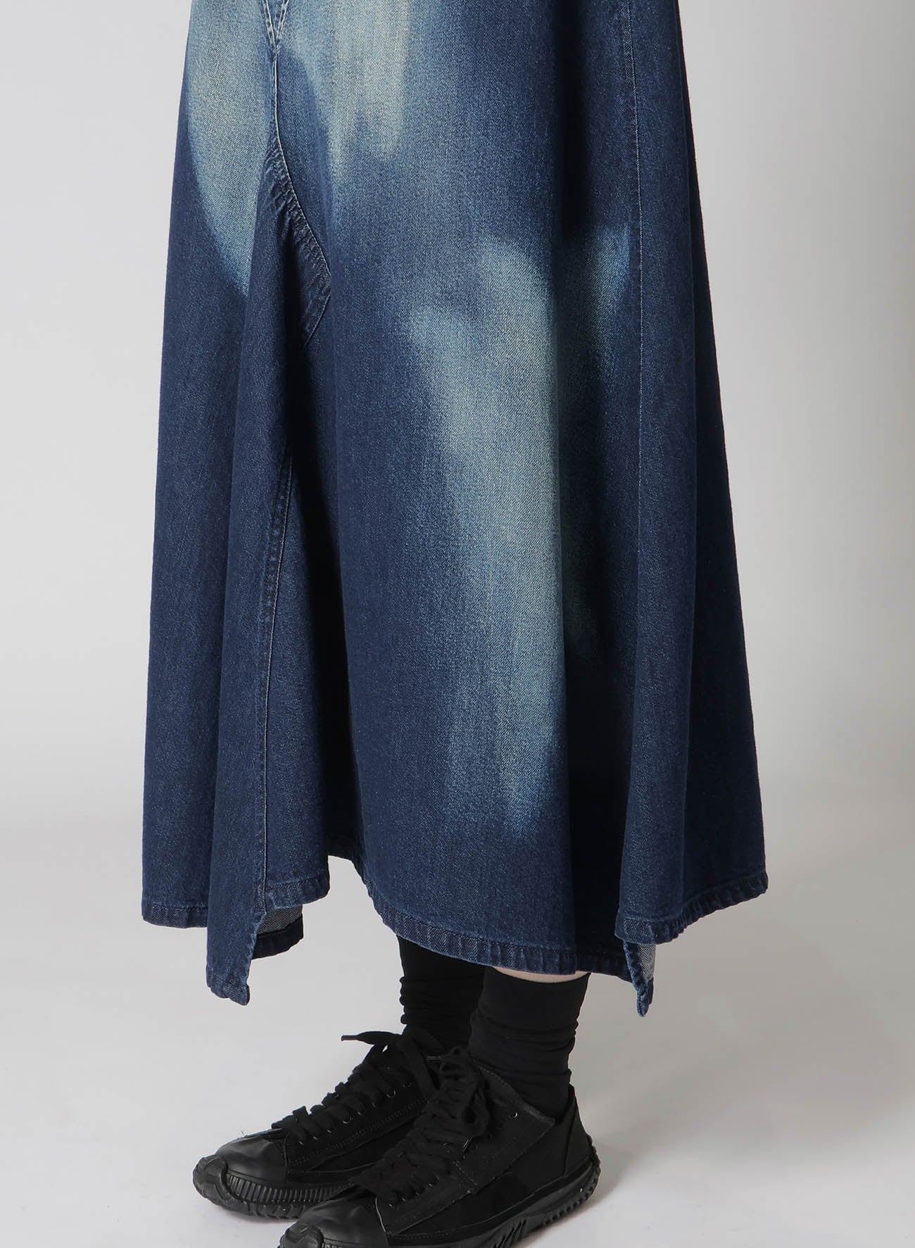 Spotted Denim Triangle Gusset Flare Skirt - Vintage 70s Inspired High Waist A-Line Skirt for Women | Perfect for Casual Outfits, Music Festivals & Boho Style