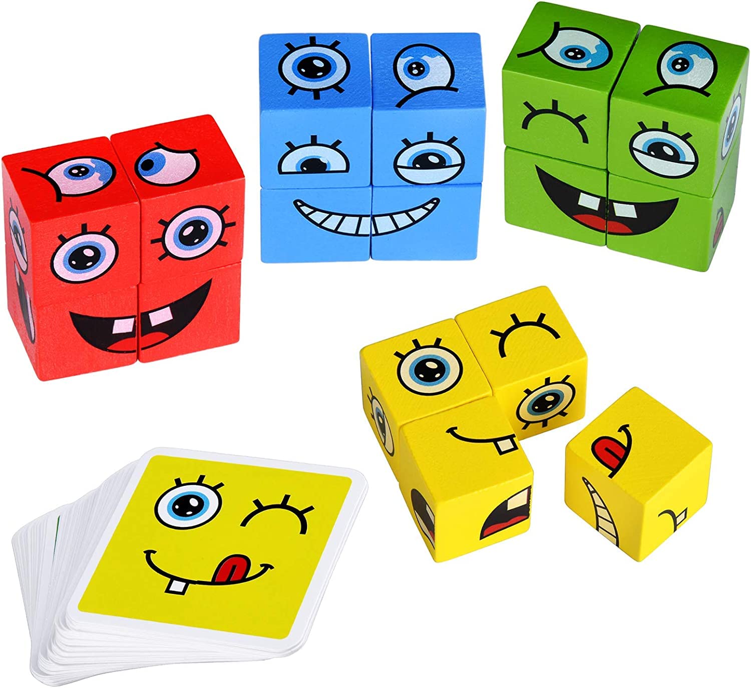 ROYCO Wooden Emoji Cube - Face Changing Expression Puzzle Game for Kids Ages 3+ | Fun Learning Toy for Emotional Development & Family Game Night